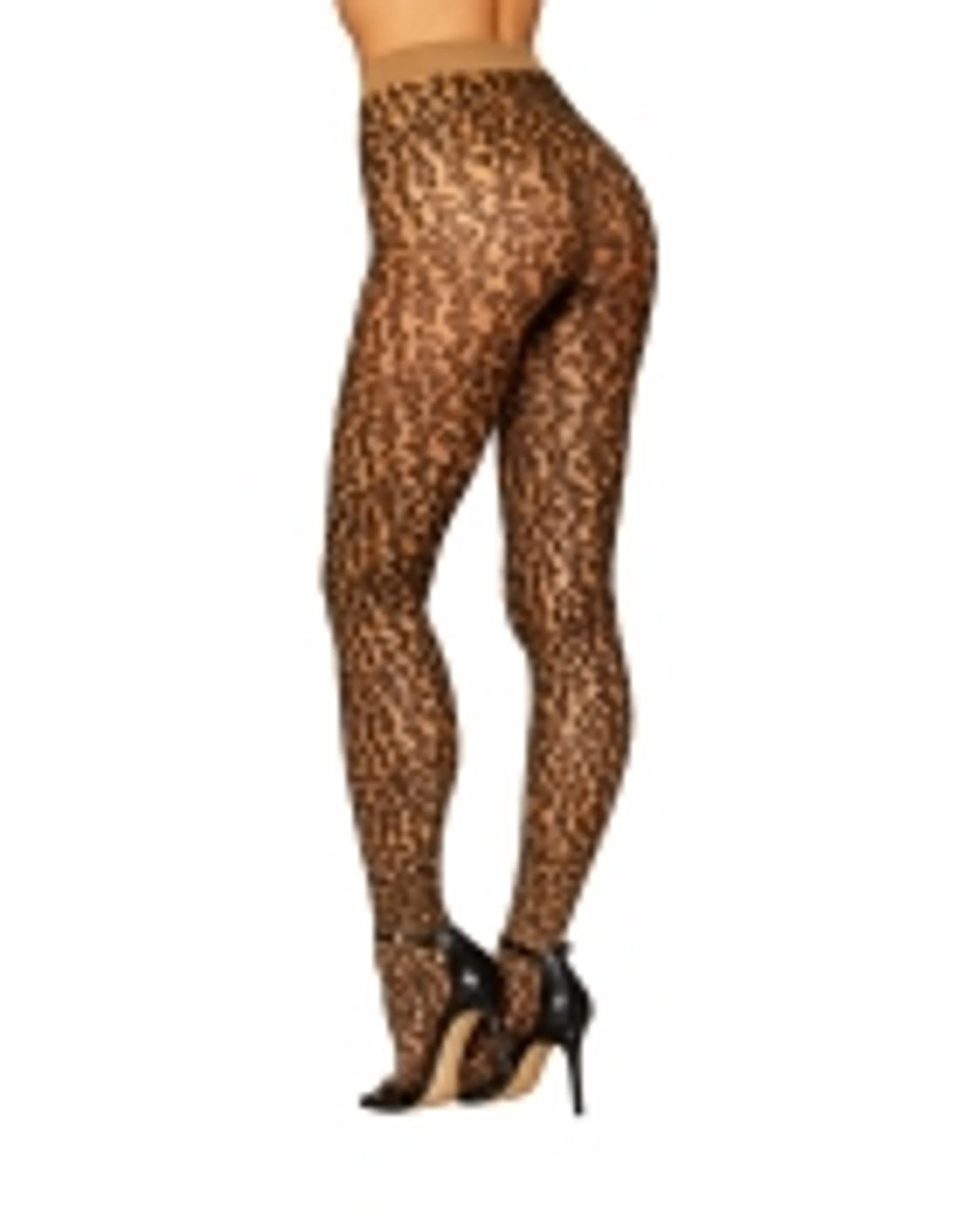 SHEER LEOPARD PANTYHOSE O/S