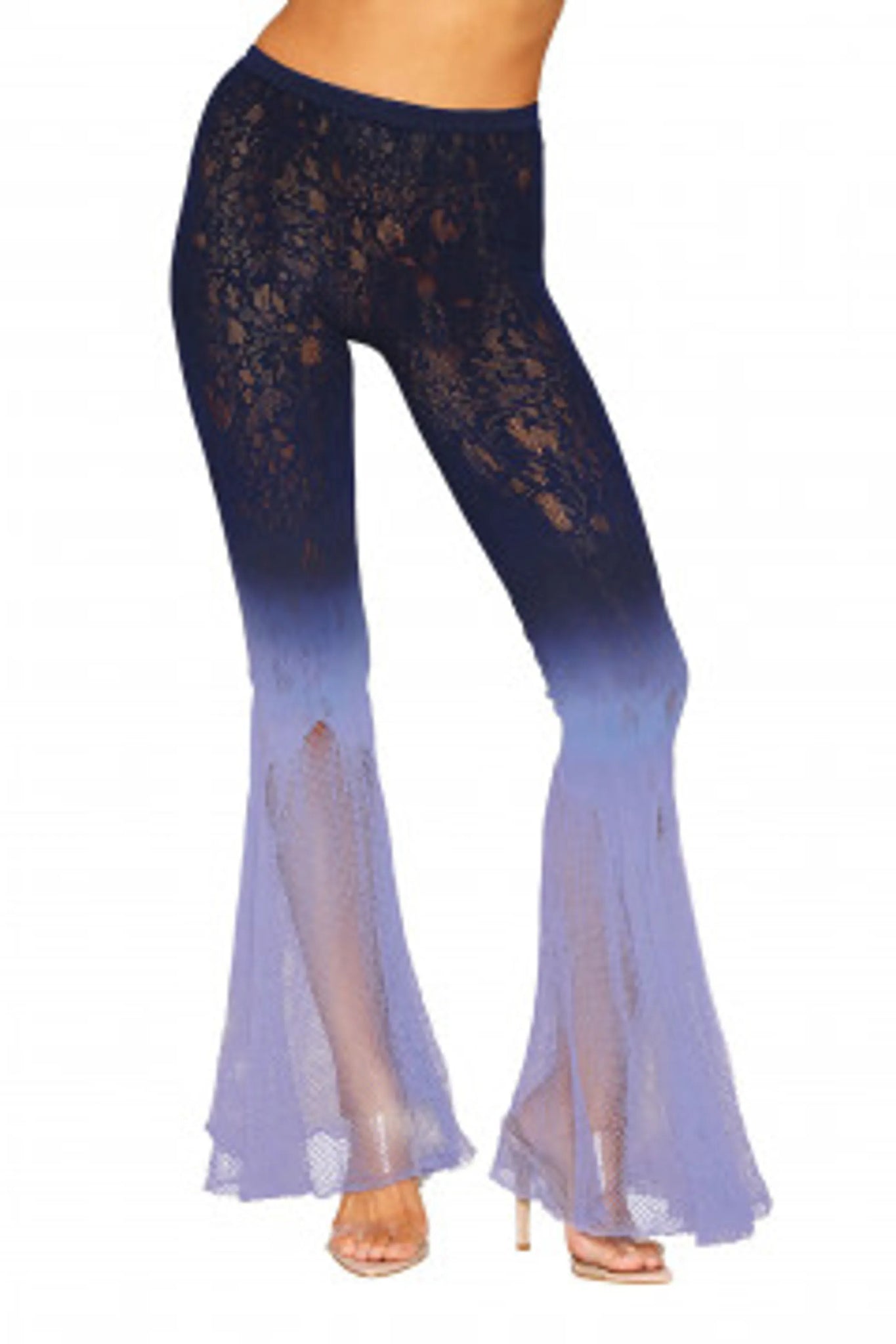KNITTED LACE BELLBOTTOMS DENIM /HYDRANGEA O/S