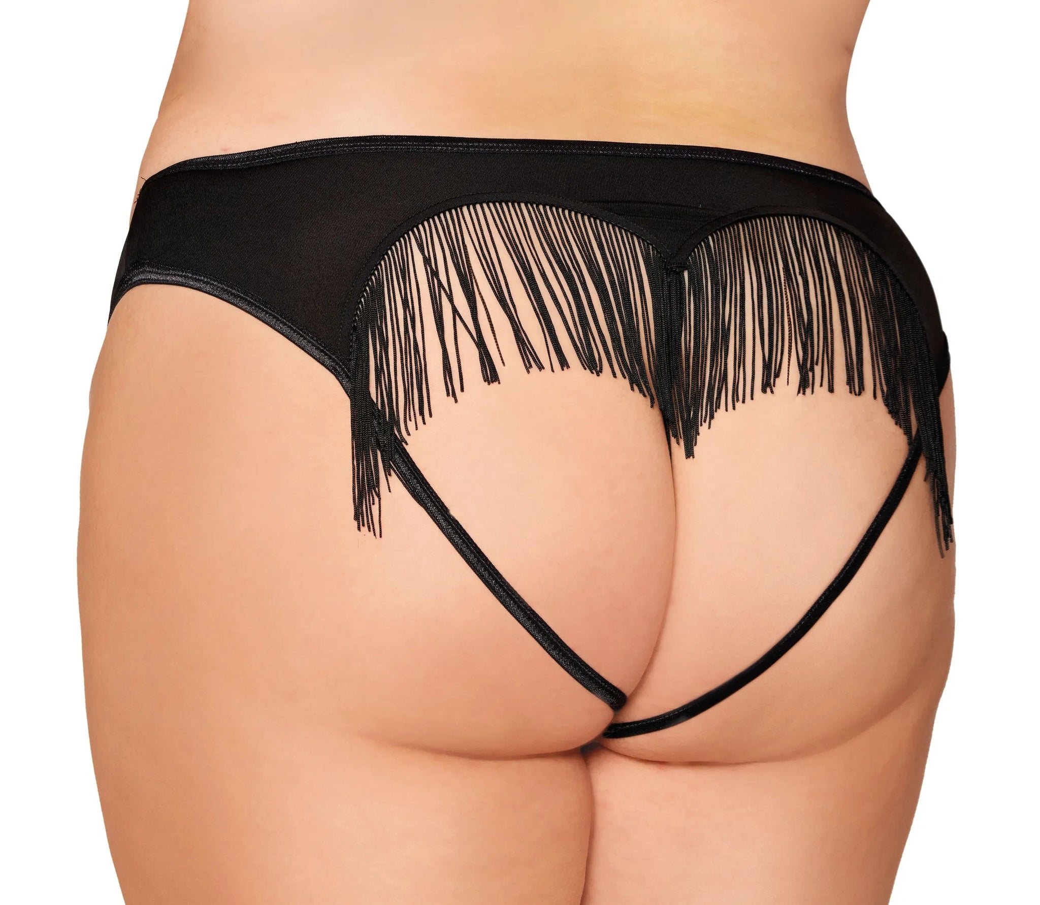 HEART BACK PANTY W/ FRINGE BLACK Dream Girl Lingerie