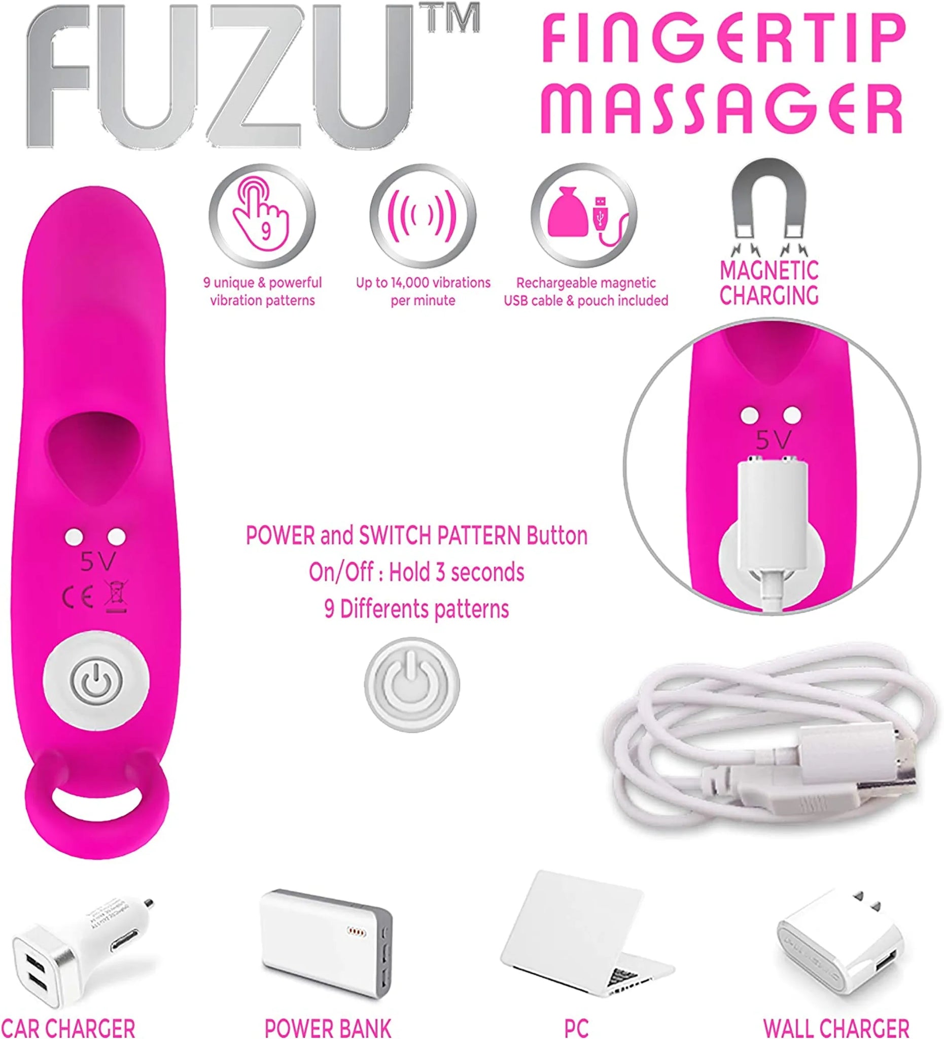 Skin-Activated Fingertip Vibrator in Pink