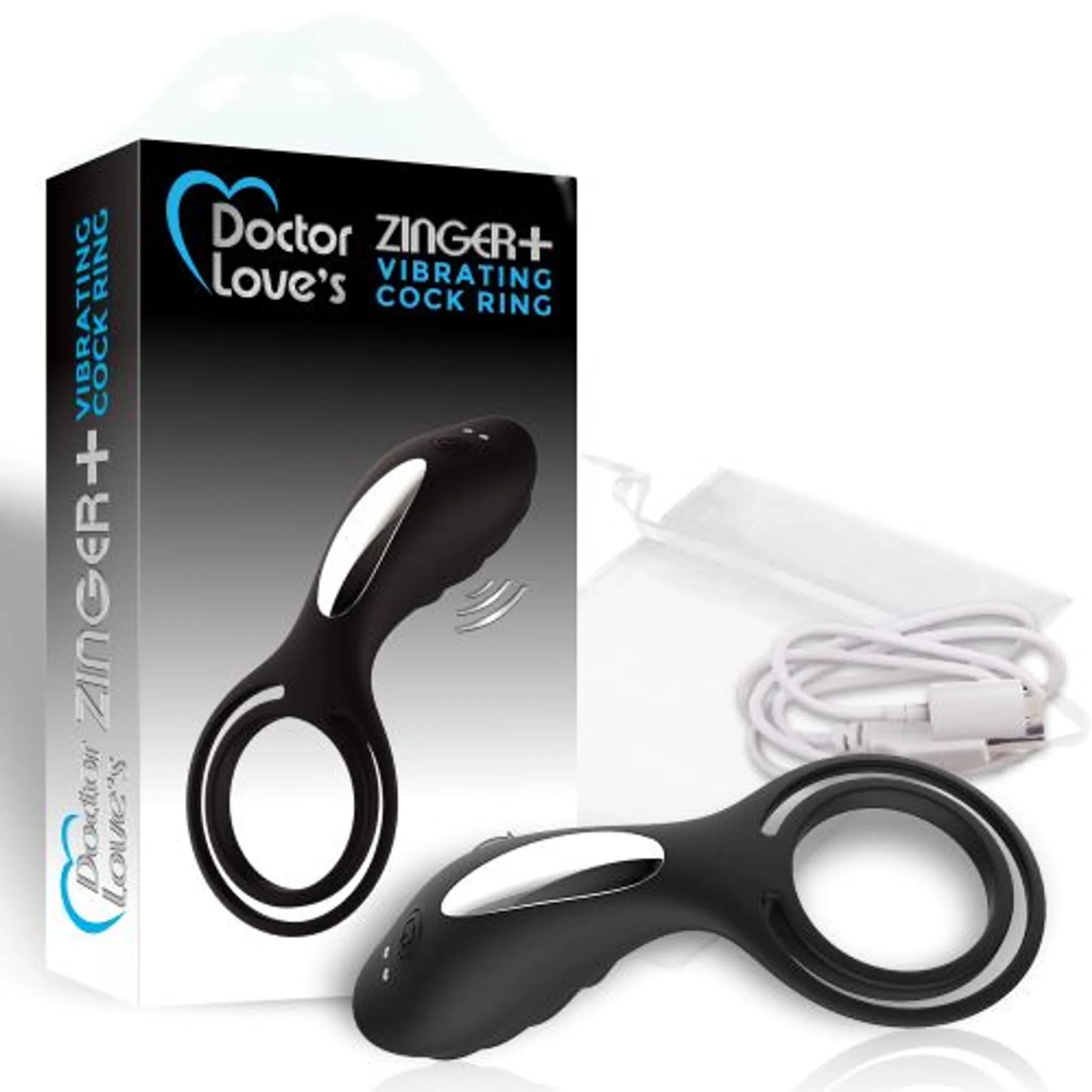 Zinger+ Rechargeable Vibrating Cock Ring - Black