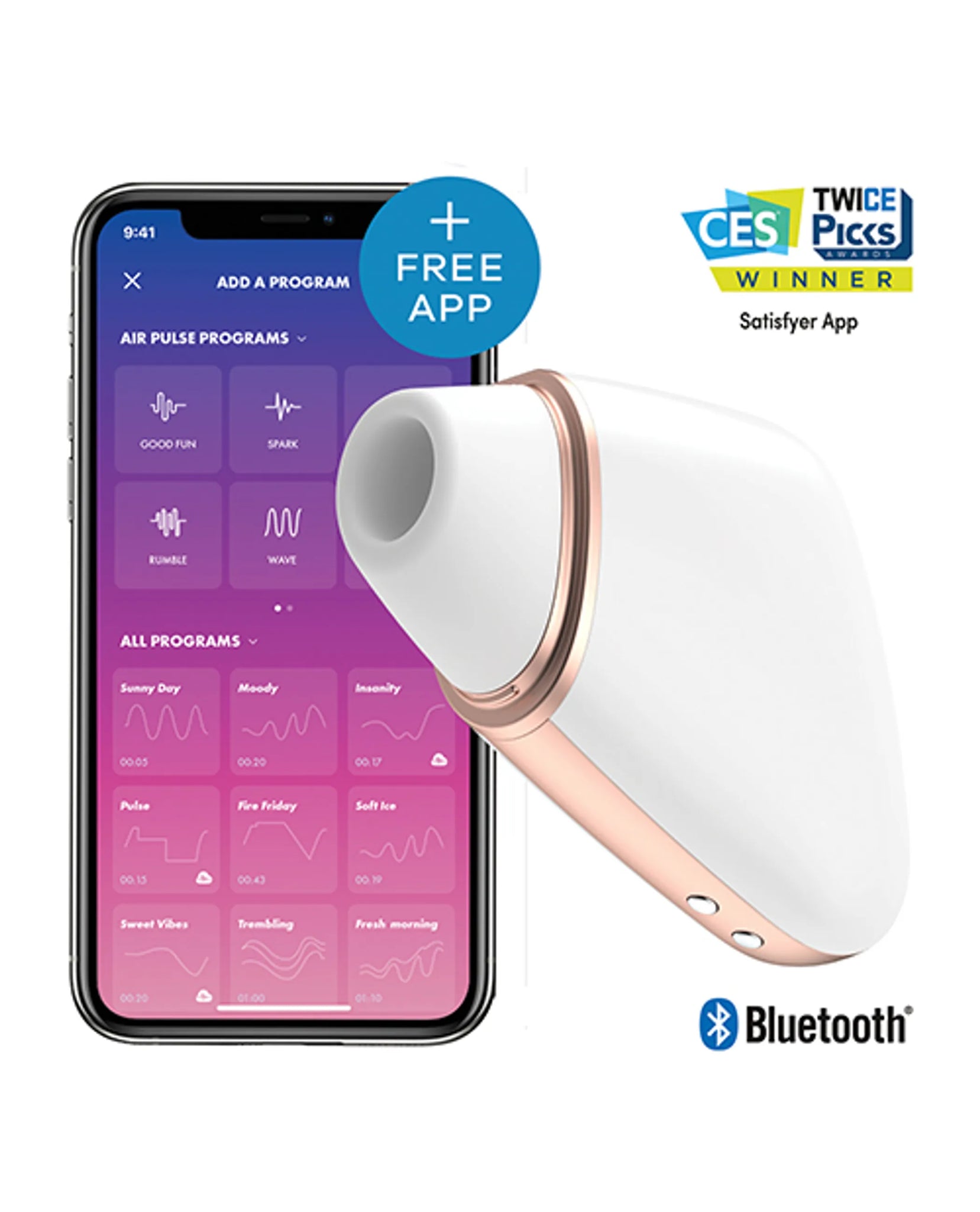 SATISFYER LOVE TRIANGLE WHITE W/ APP (NET)