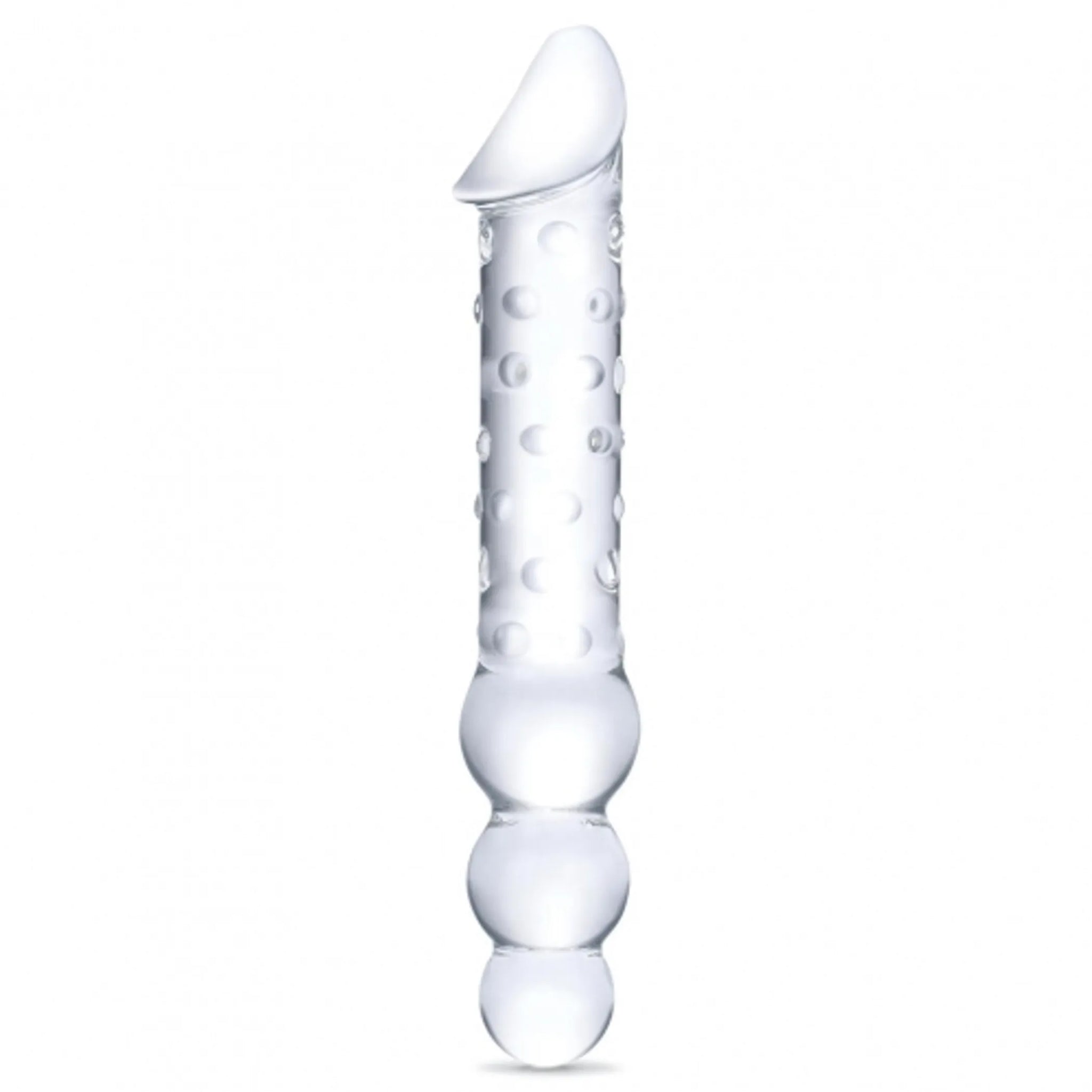 GLAS 12IN DOUBLE ENDED DILDO W / ANAL BEADS