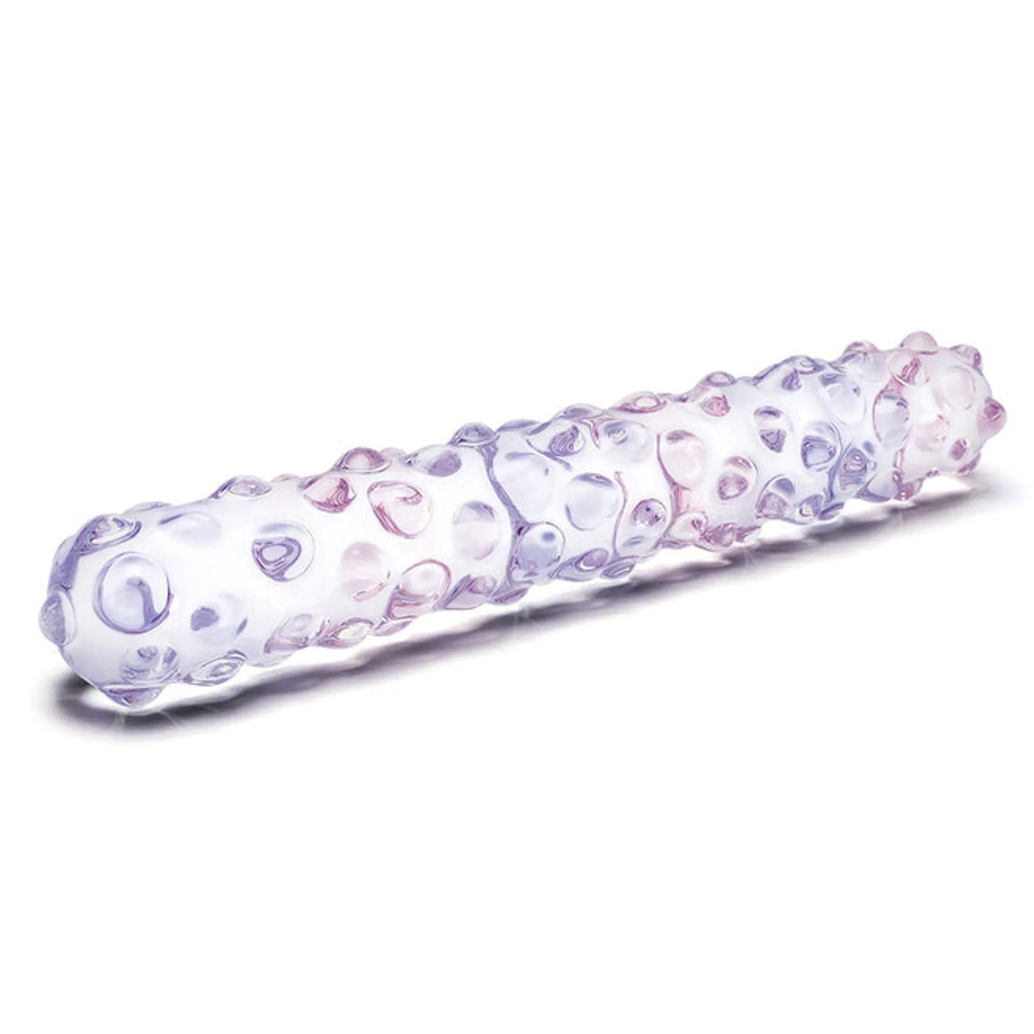 GLAS 9-INCH PURPLE ROSE NUBBY DILDO
