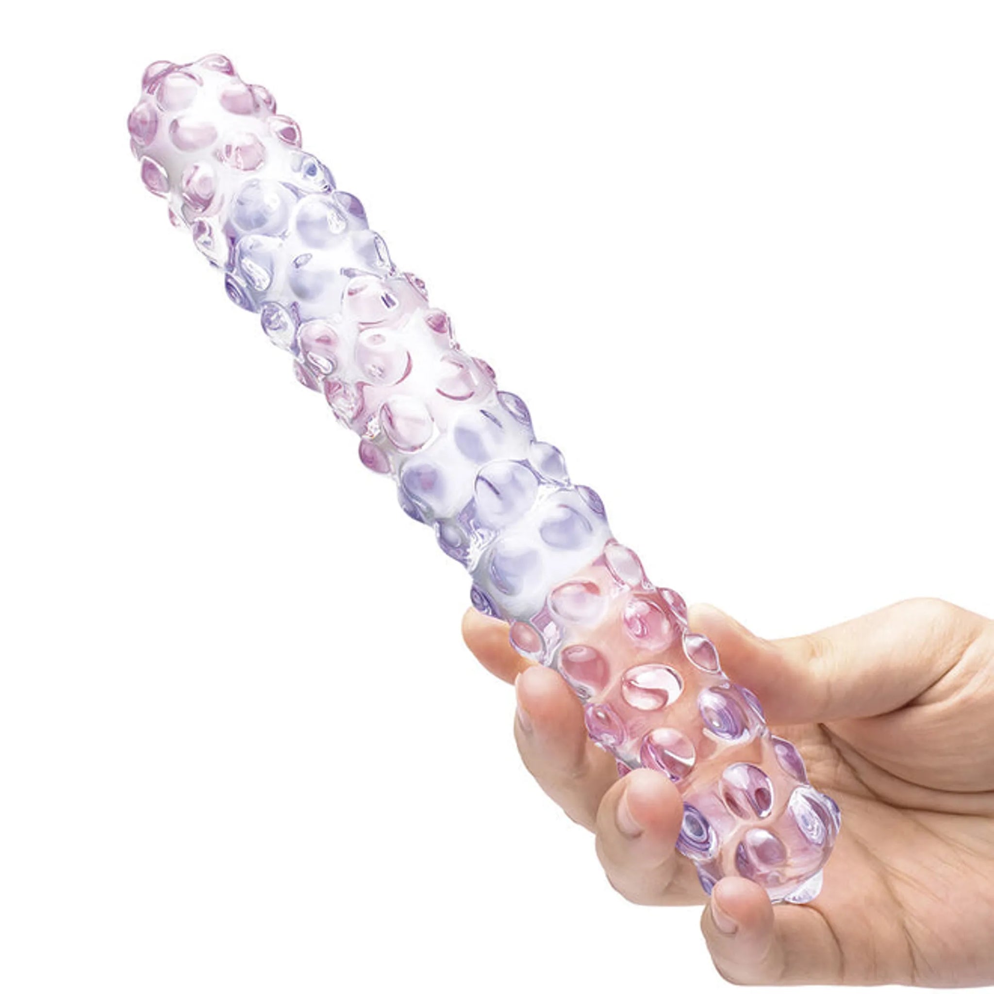 GLAS 9-INCH PURPLE ROSE NUBBY DILDO
