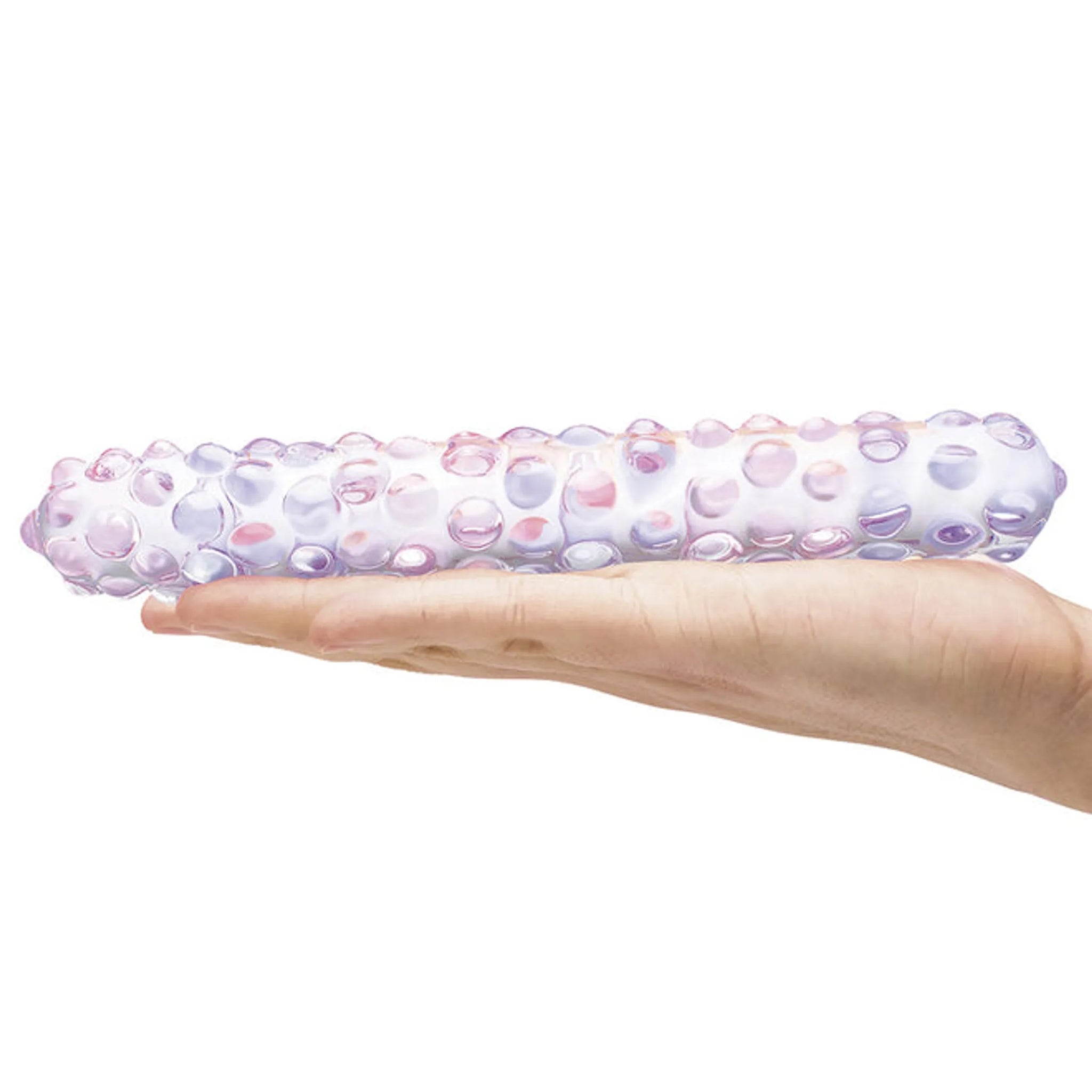 GLAS 9-INCH PURPLE ROSE NUBBY DILDO