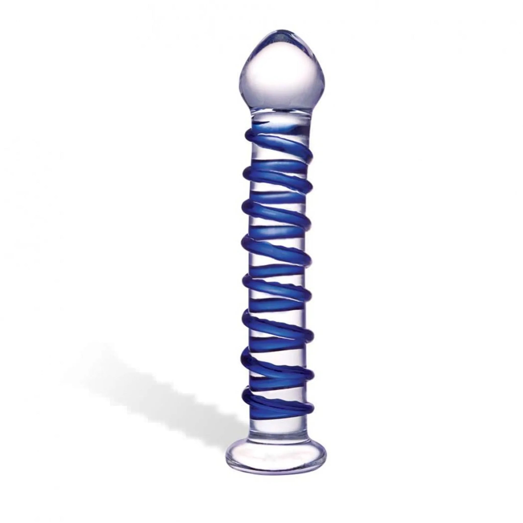 Blue Spiral Glass Dildo - 7.5 Inches