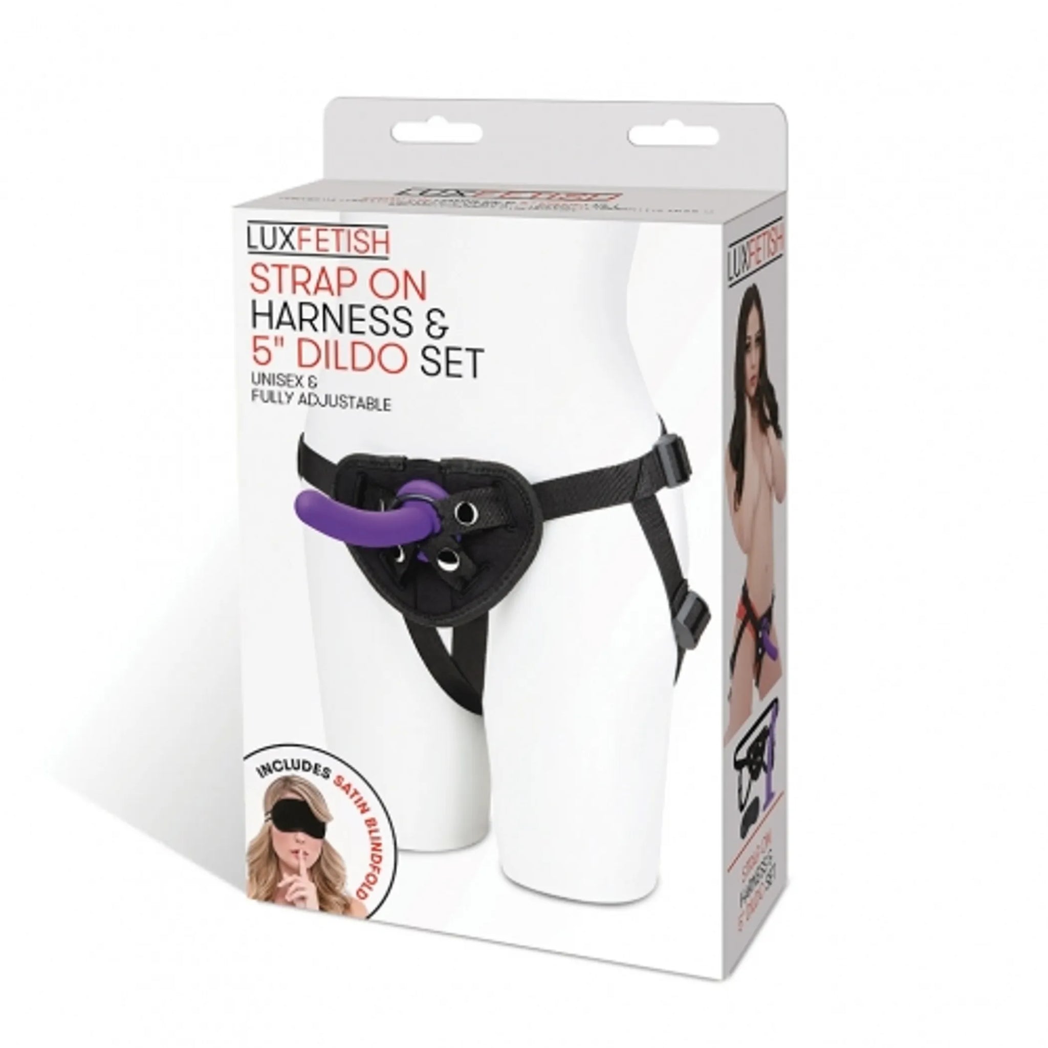 LUX FETISH STRAP ON HARNESS & 5IN DILDO SET