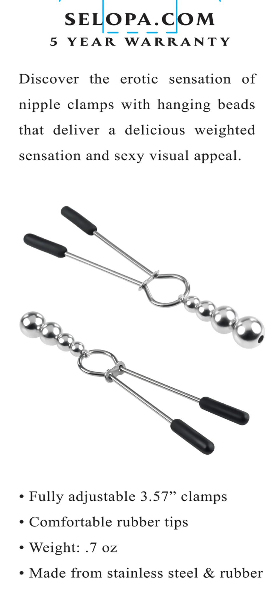 SELOPA BEADED NIPPLE CLAMPS SILVER