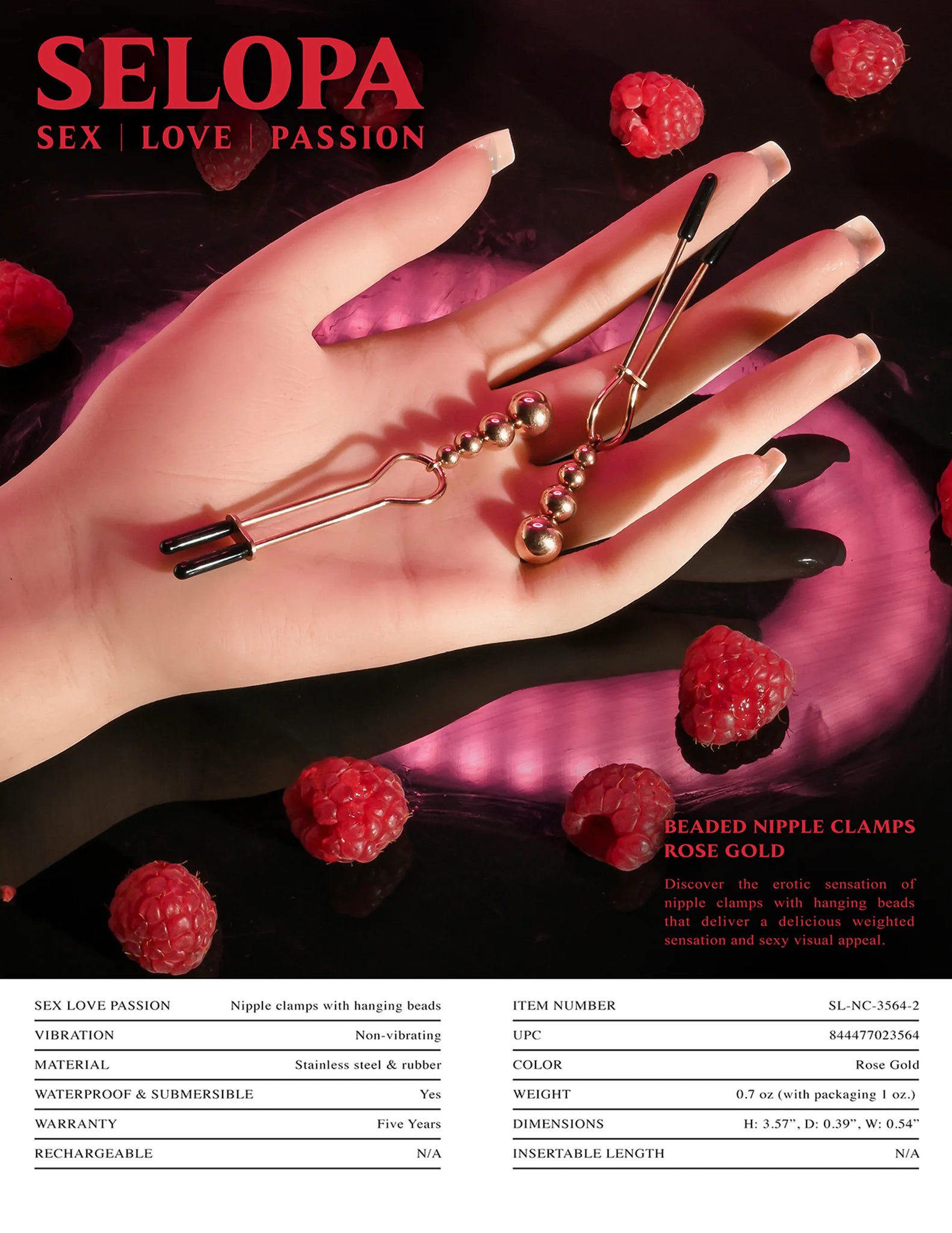 SELOPA BEADED NIPPLE CLAMPS ROSE GOLD