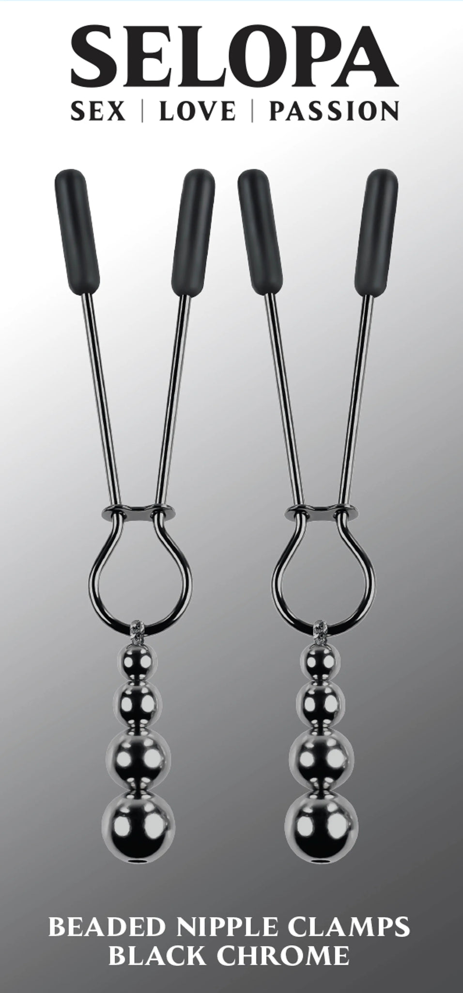 SELOPA BEADED NIPPLE CLAMPS BLACK CHROME