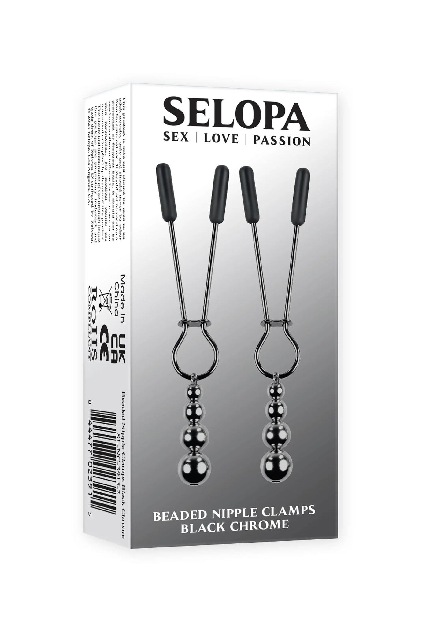 SELOPA BEADED NIPPLE CLAMPS BLACK CHROME