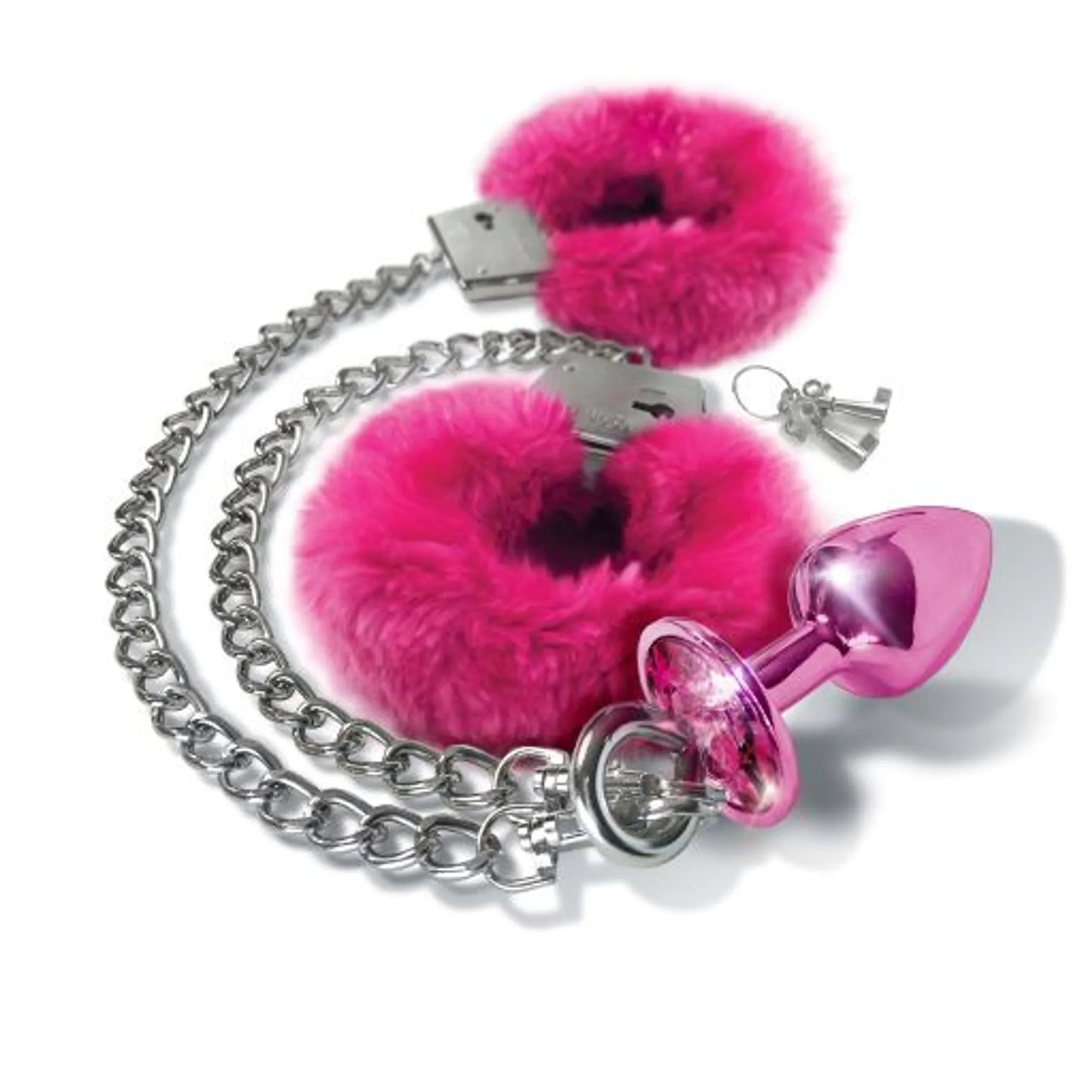 NIXIE METAL PLUG & FURRY CUFF SET PINK METALLIC