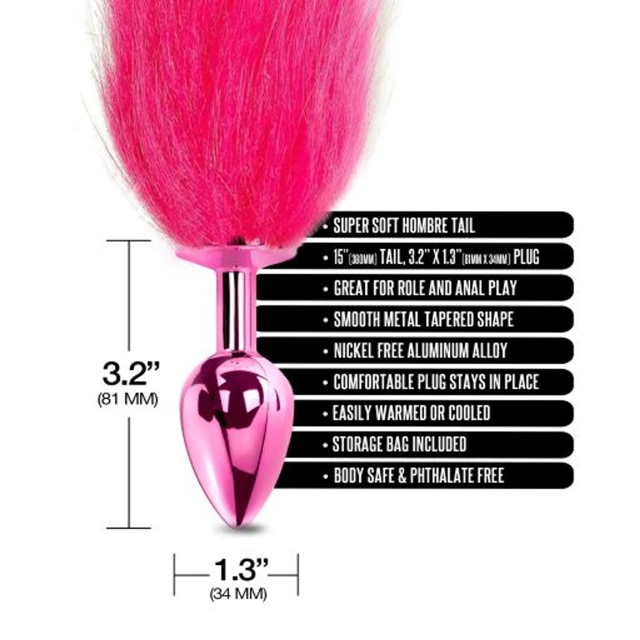 Metal Plug with Ombre Tail Medium Pink Metallic