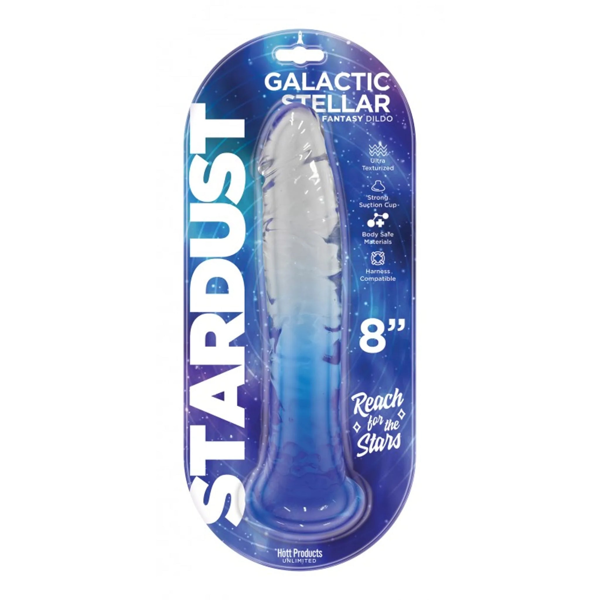 Stardust Galactic Stellar Jelly Dildo 8 Inch Crystal Blue