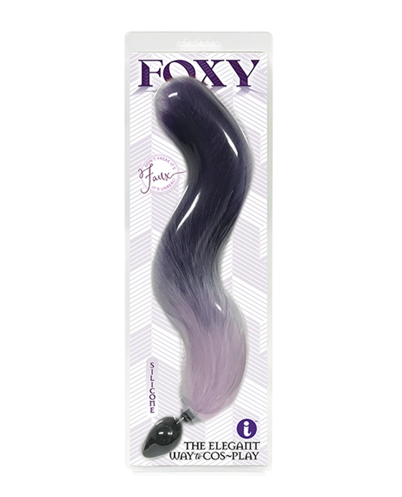 Silicone Butt Plug with Faux Fox Tail, Purple