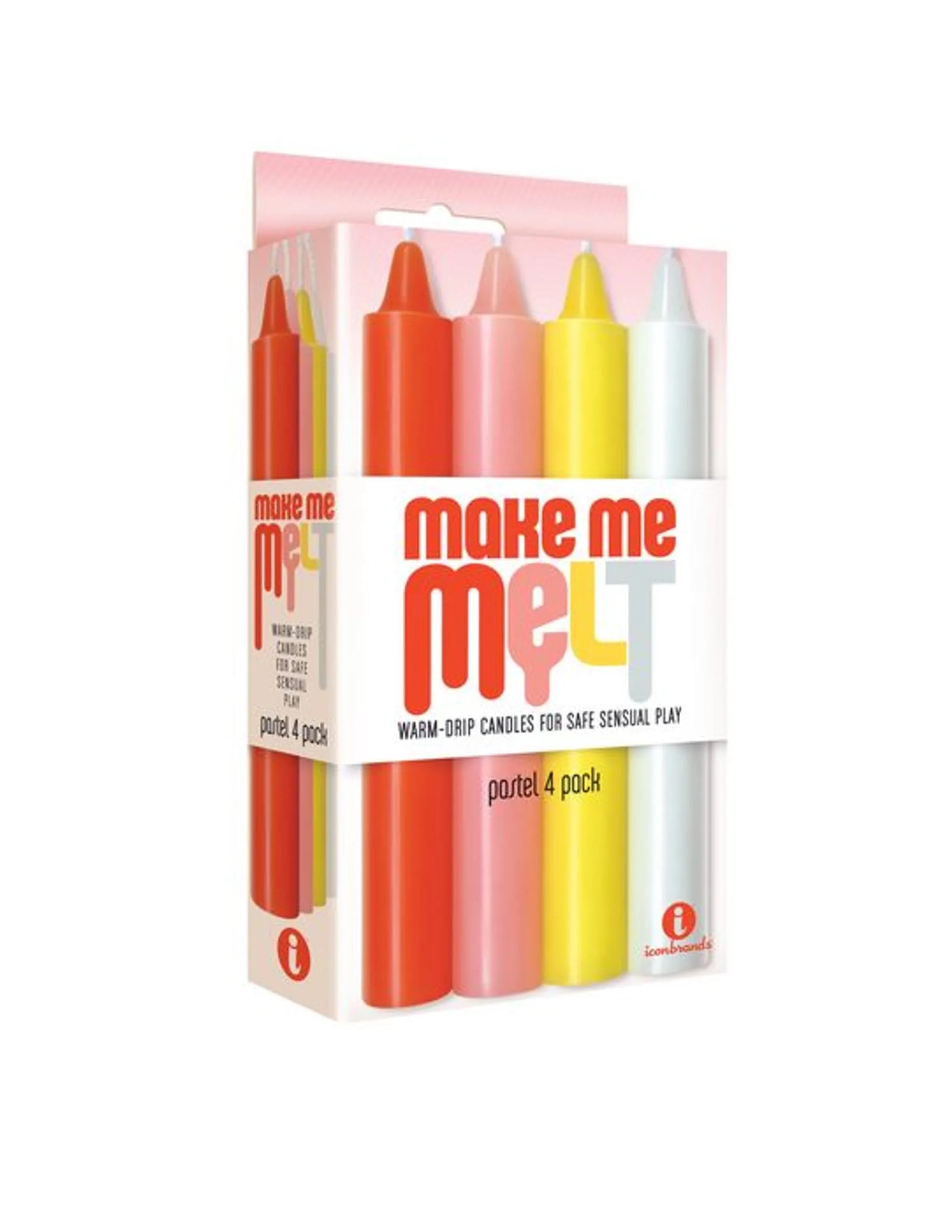 THE 9'S MAKE ME MELT SENSUAL WARM-DRIP CANDLES 4PK PASTEL