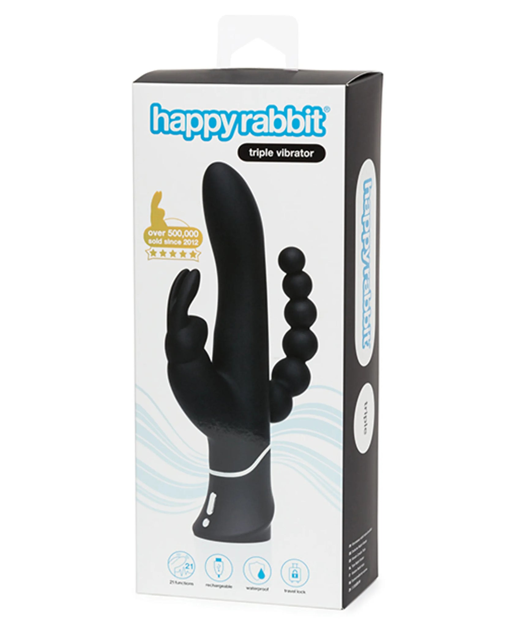 Triple Curve Rechargeable Rabbit Vibrator in Black