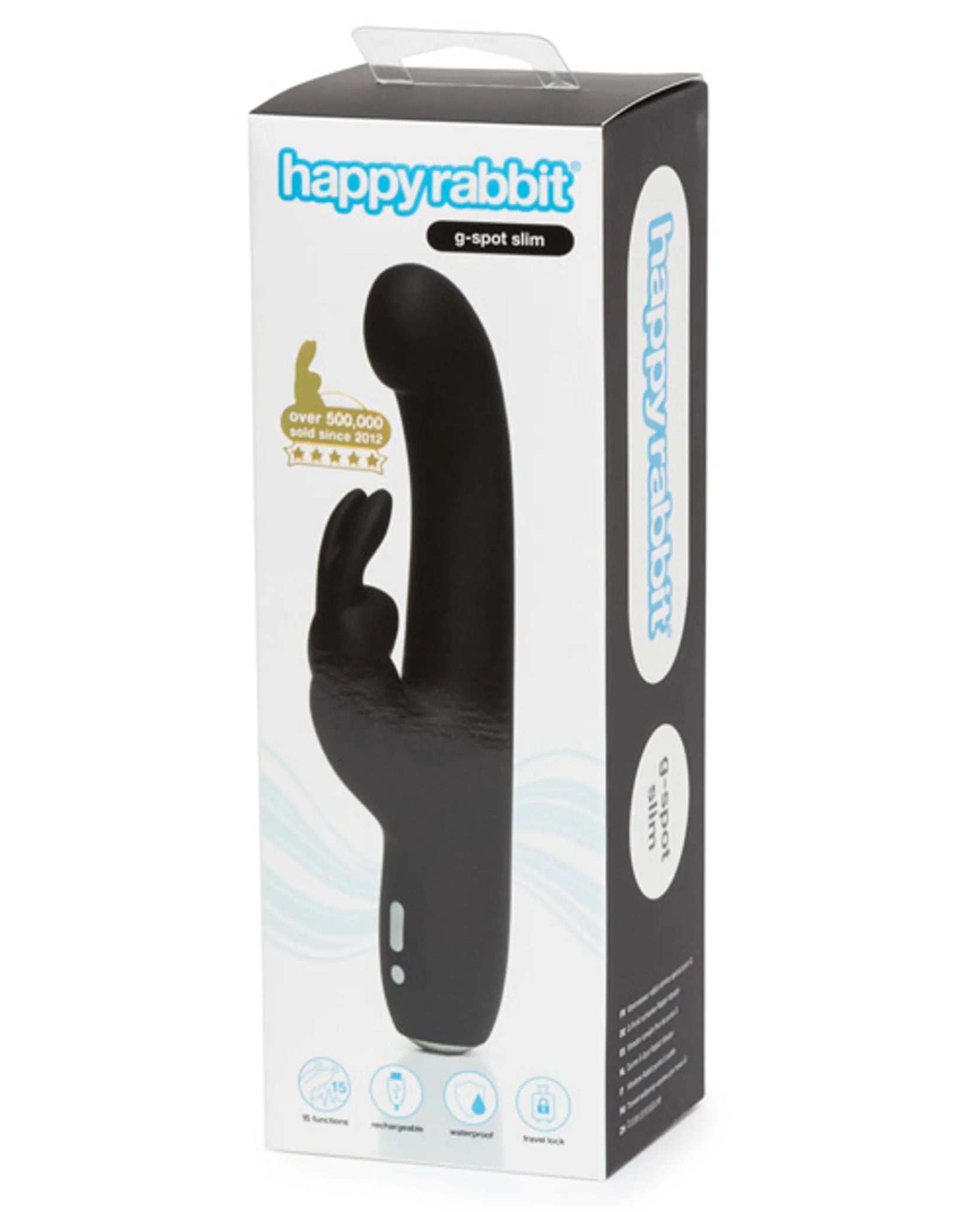 HAPPY RABBIT SLIMLINE G-SPOT RECHARGEABLE VIBRATOR BLACK