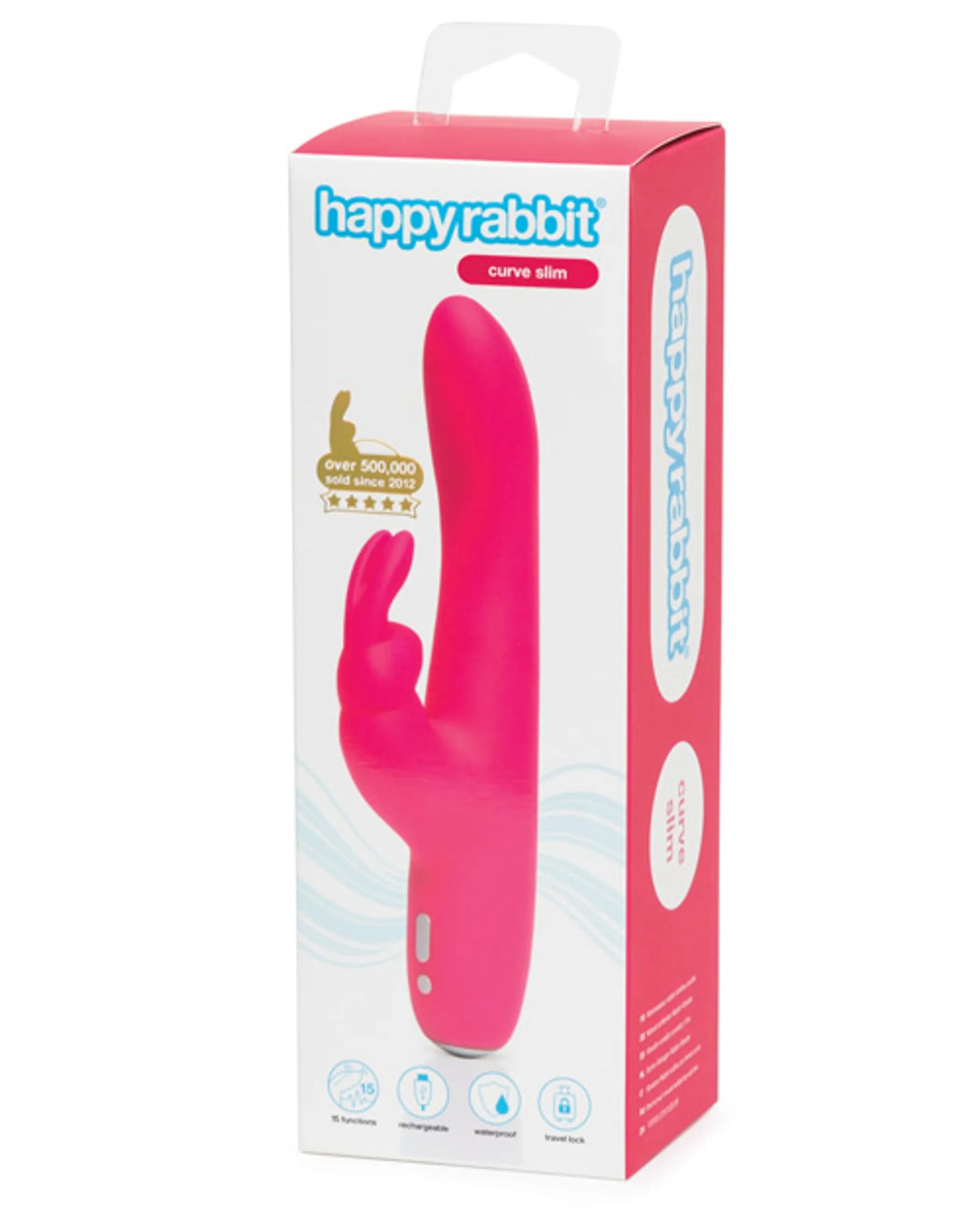 HAPPY RABBIT SLIMLINE CURVE RECHARGEABLE VIBRATOR PINK