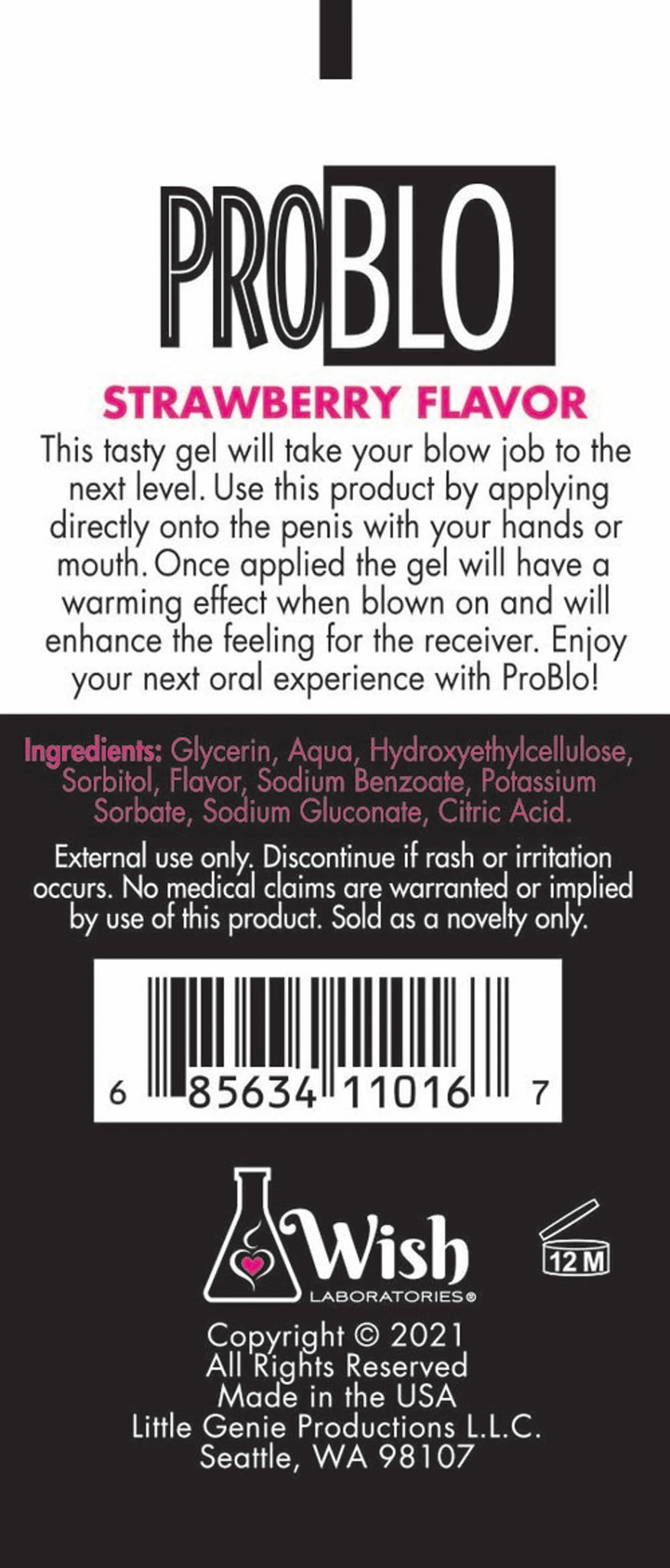 PROBLO ORAL PLEASURE GEL STRAWBERRY 1.5 OZ