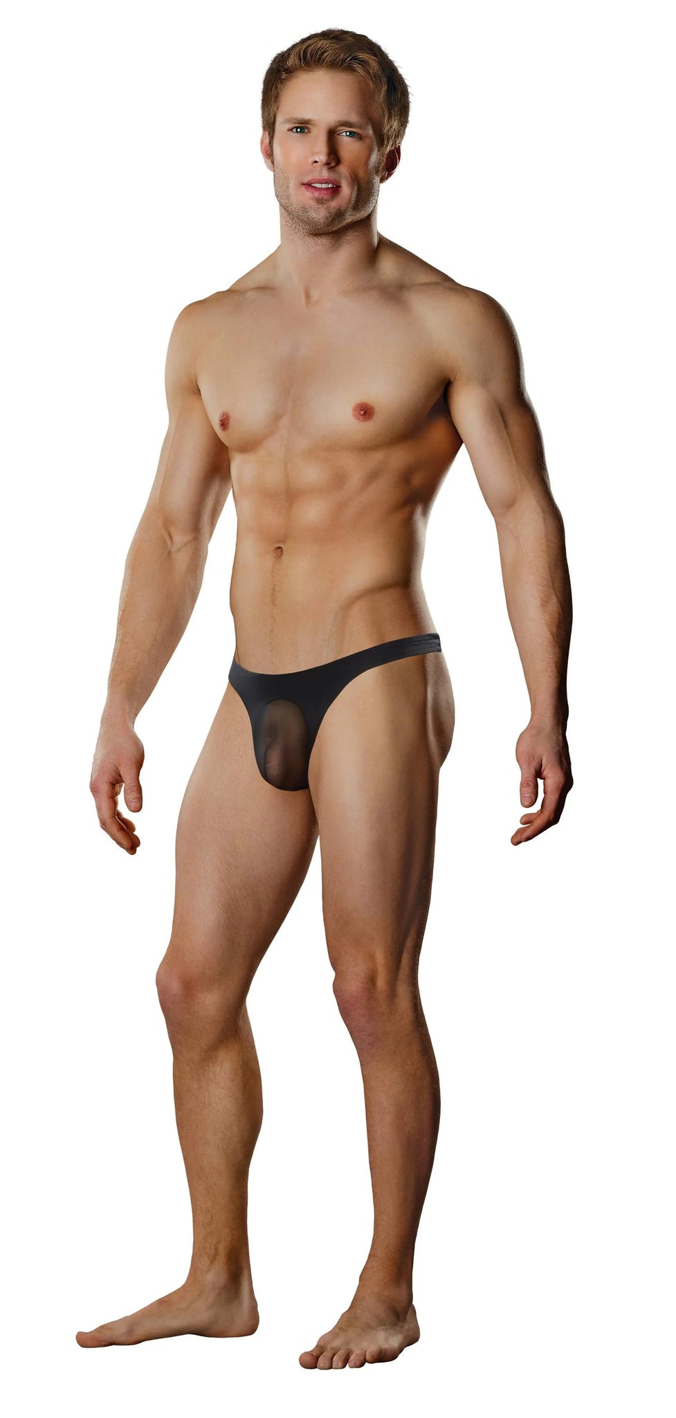 NYLON/SPANDEX STREAKER THONG BLACK Male Power Lingerie