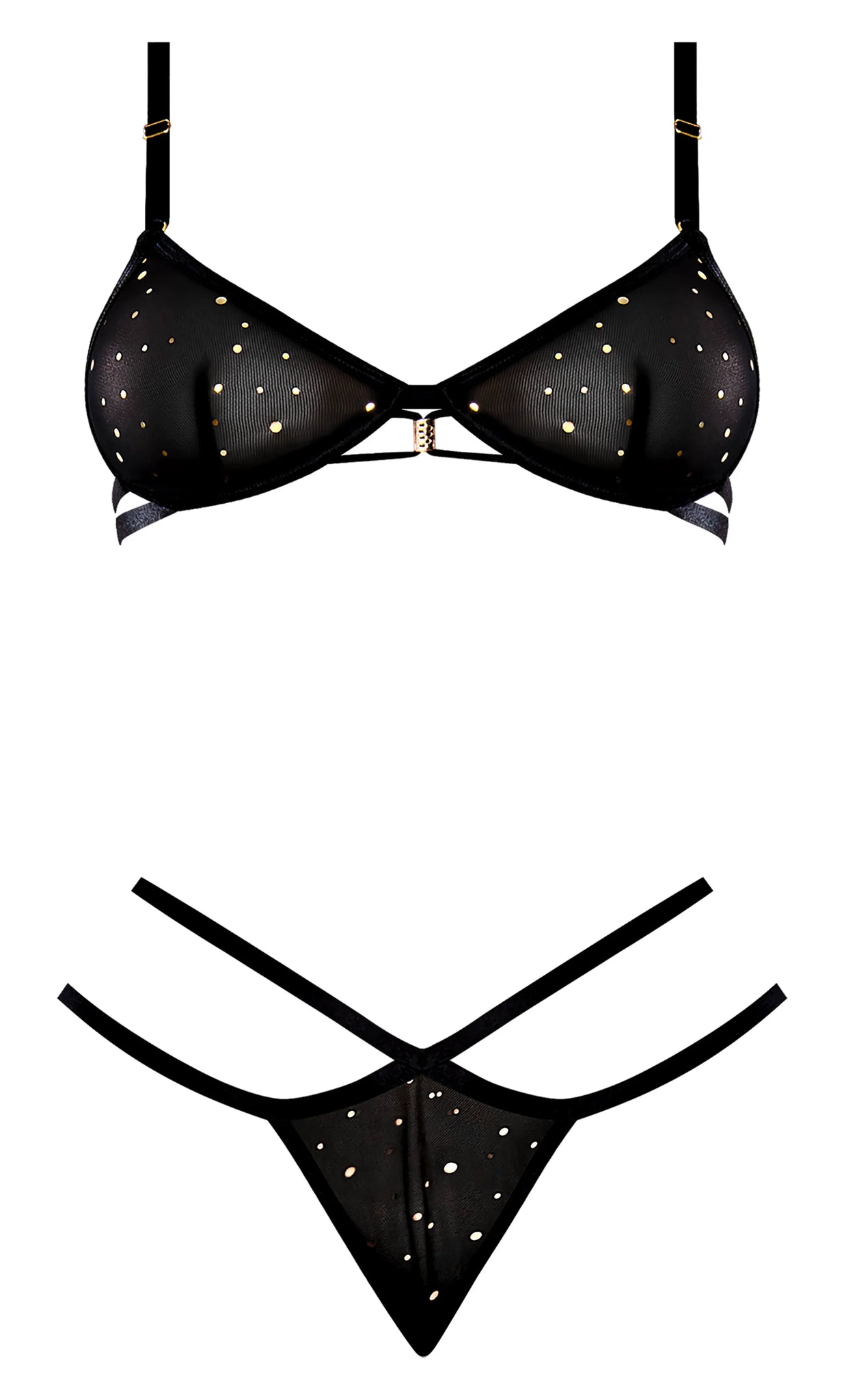 GLITZ & GLAM BRA & THONG SET BLACK
