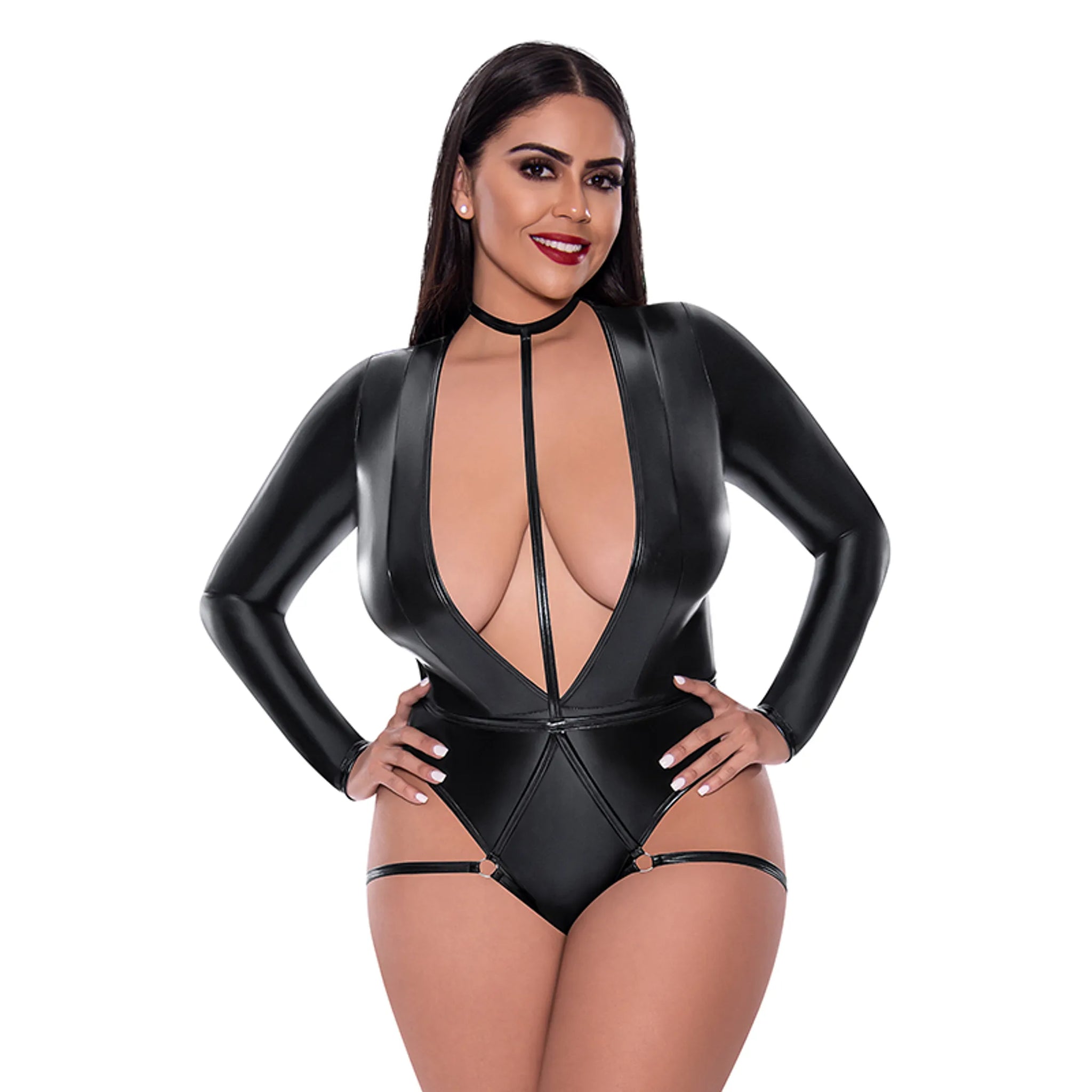 LIQUID ONYX TEDDY W/ HARNESS CAGING BLACK 2XL