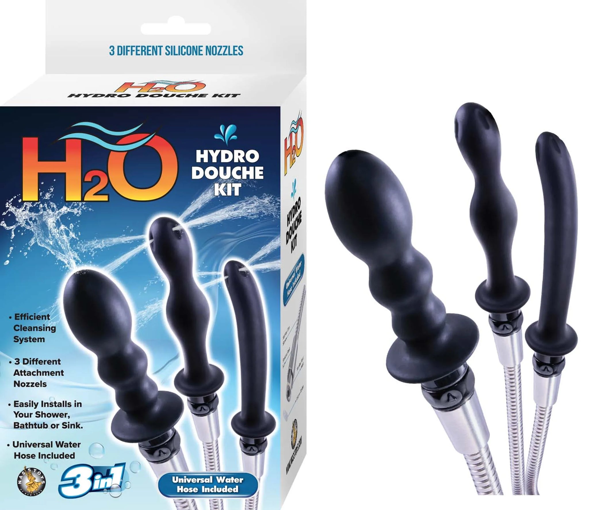 H2O Hydro Douche Kit with 3 Silicone Nozzles