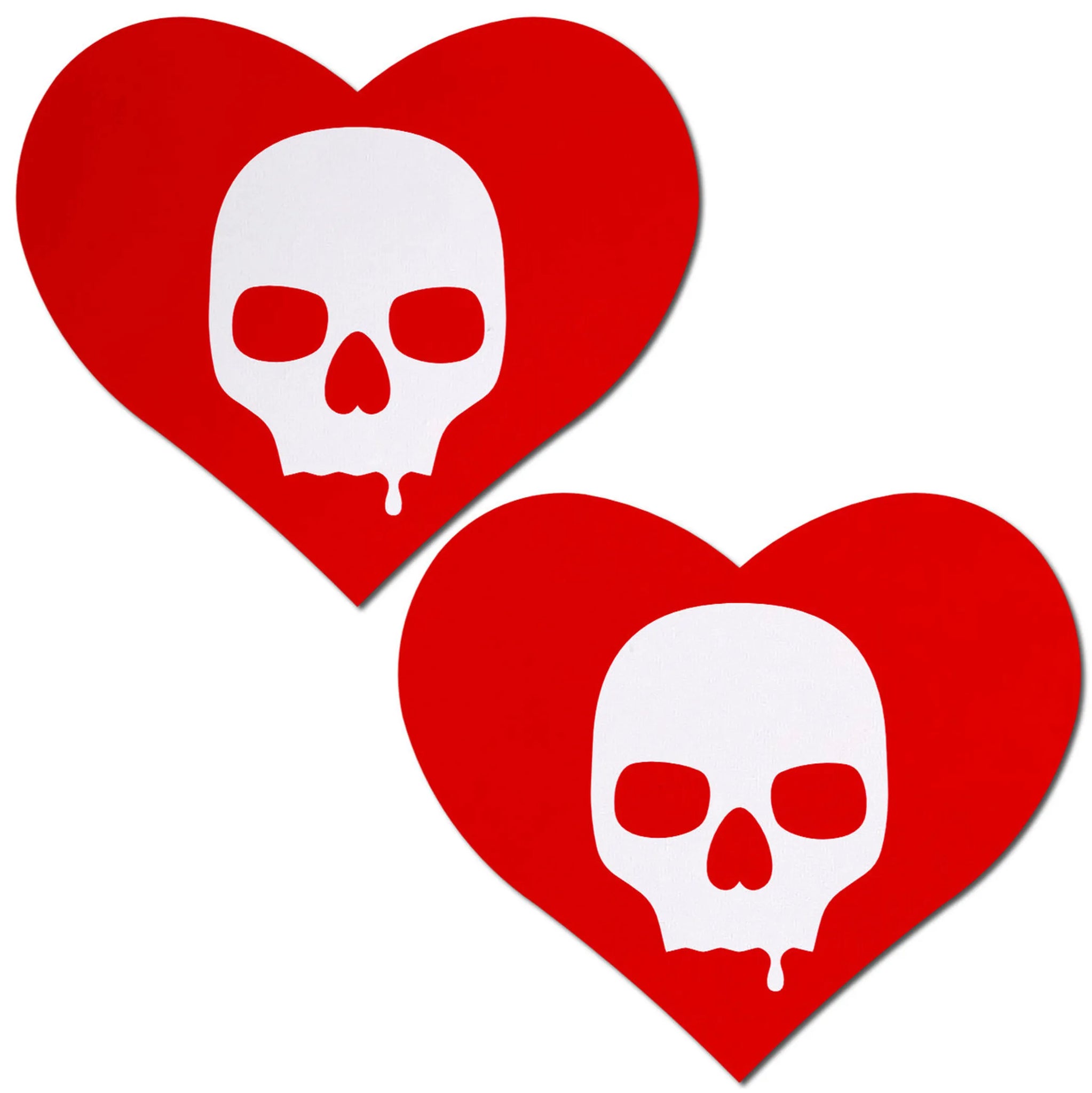 Sullen Skull Red Hearts Nipple Pasties