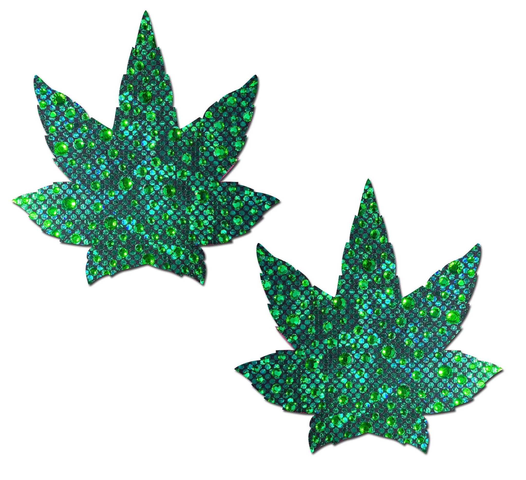 Indica Pot Leaf Crystal Green Weed Nipple Pasties