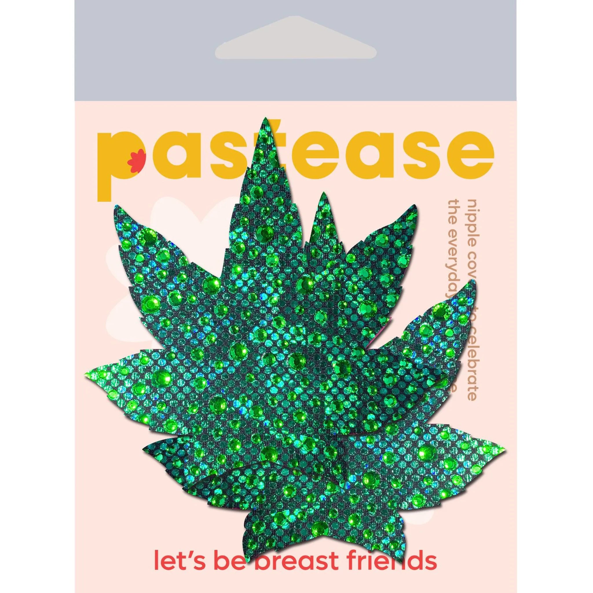 Indica Pot Leaf Crystal Green Weed Nipple Pasties