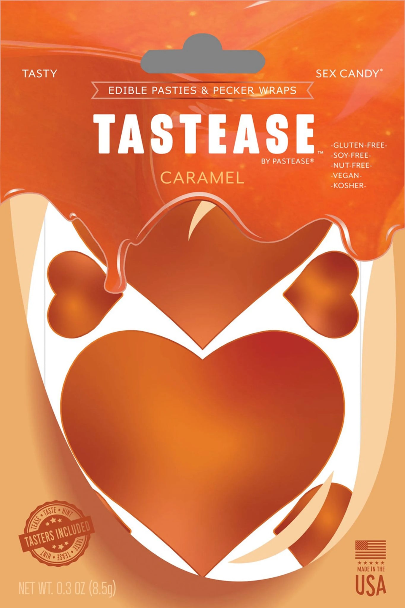 TASTEASE CARAMEL EDIBLE NIPPLE PASTIES & PECKER WRAPS