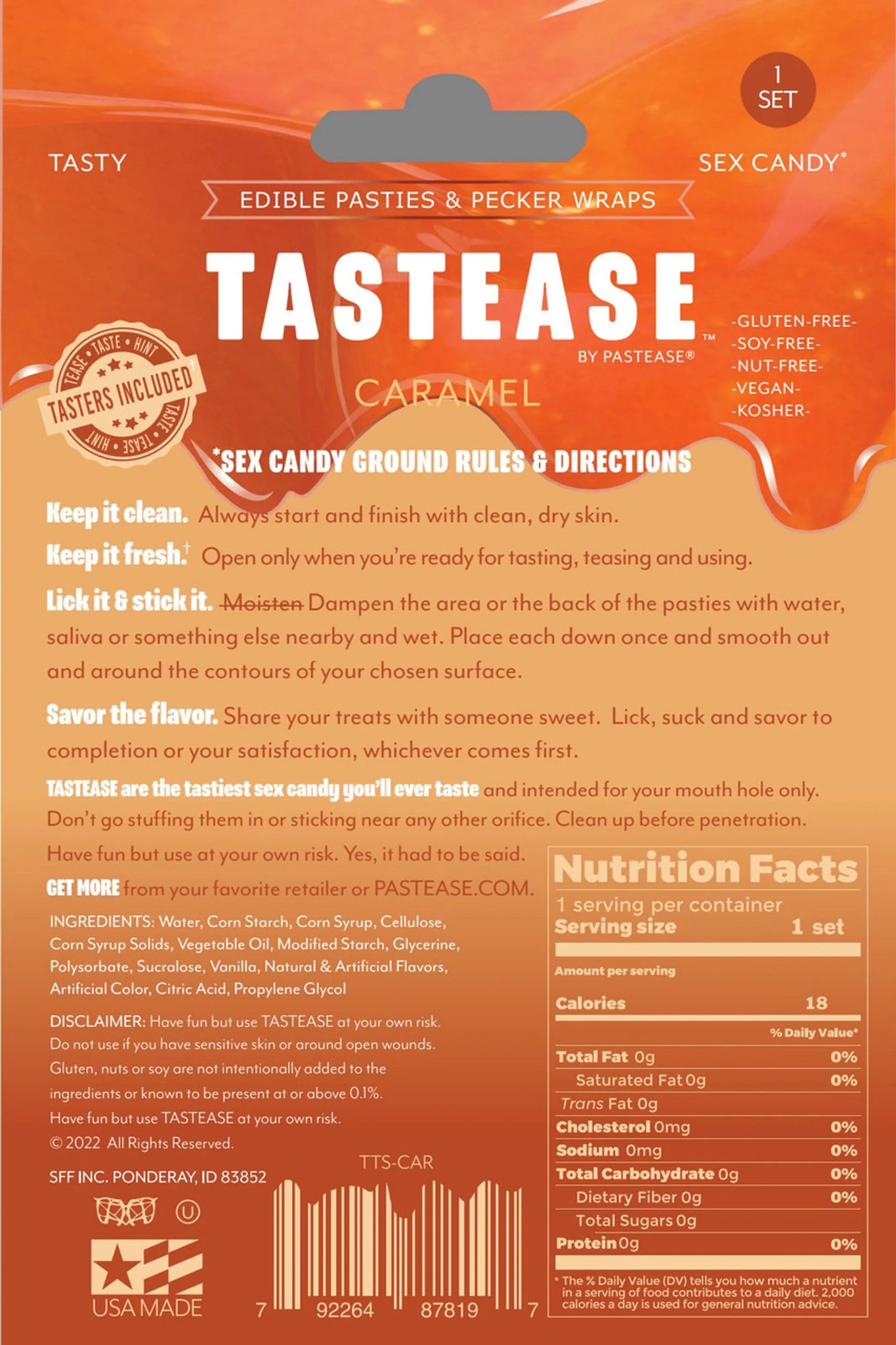 TASTEASE CARAMEL EDIBLE NIPPLE PASTIES & PECKER WRAPS