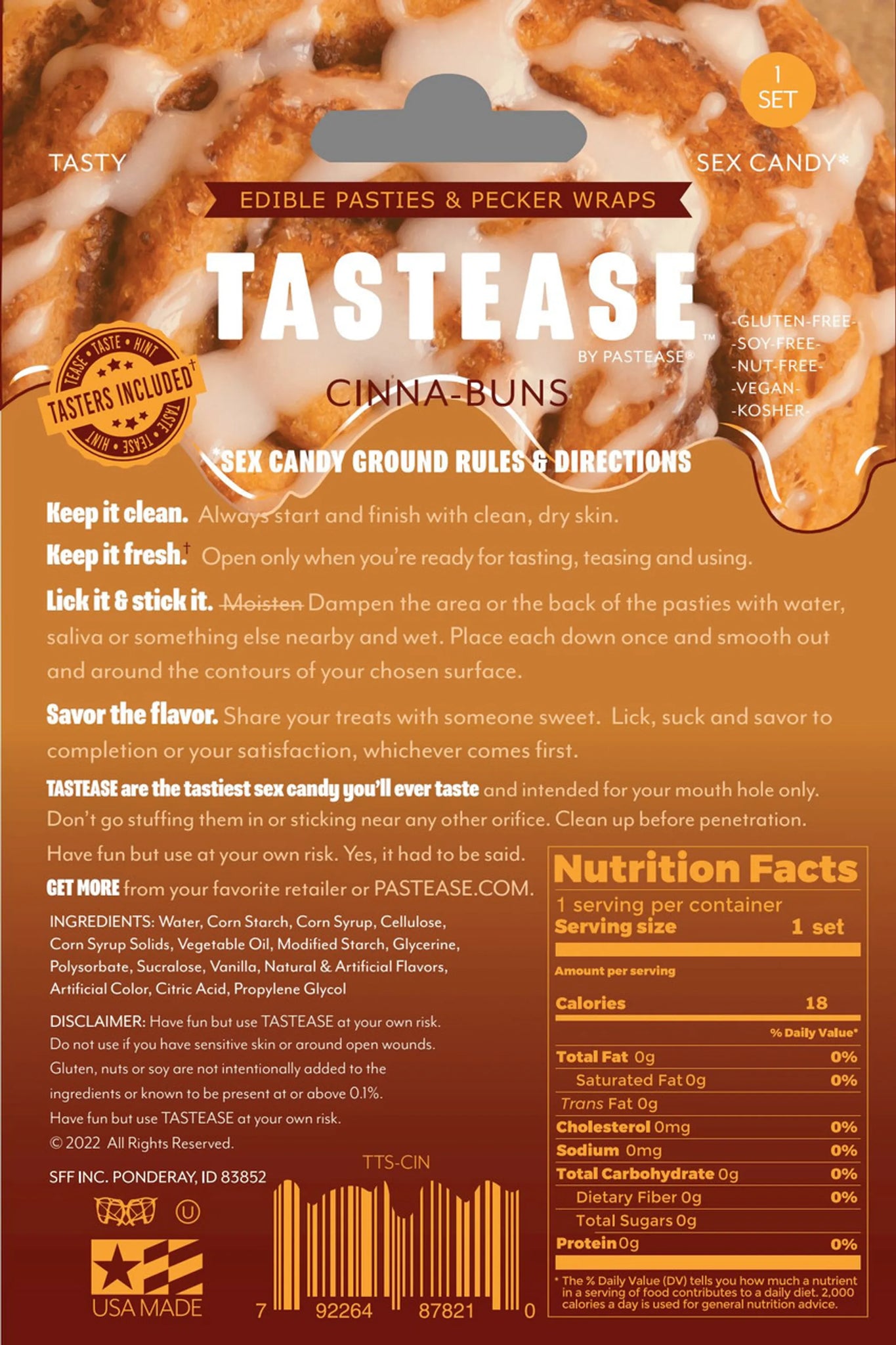 TASTEASE CINNA-BUN EDIBLE NIPPLE PASTIES & PECKER WRAPS