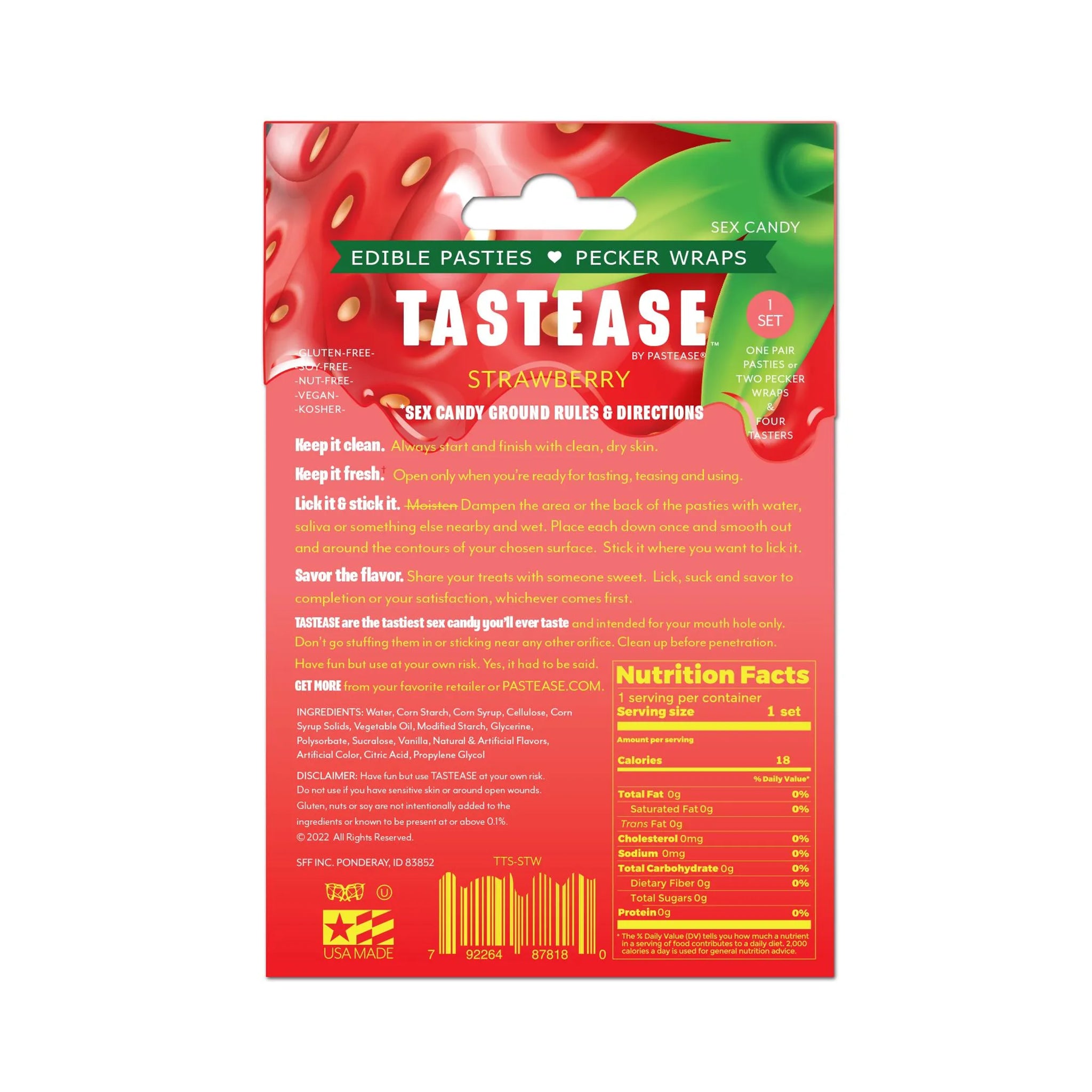 TASTEASE STRAWBERRY EDIBLE NIPPLE PASTIES & PECKER WRAPS