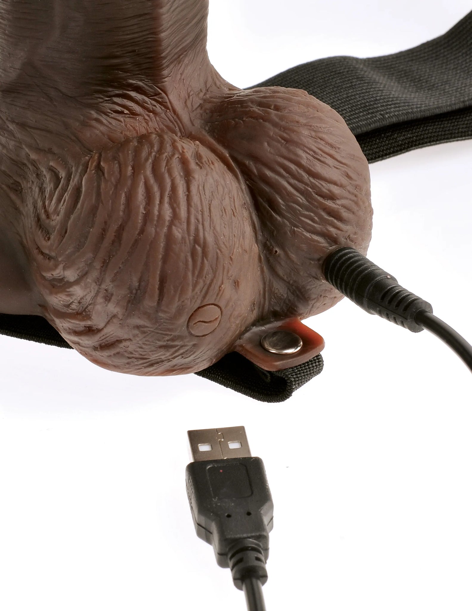 FETISH FANTASY 8 IN HOLLOW RECHARGEABLE STRAP-ON REMOTE BROWN