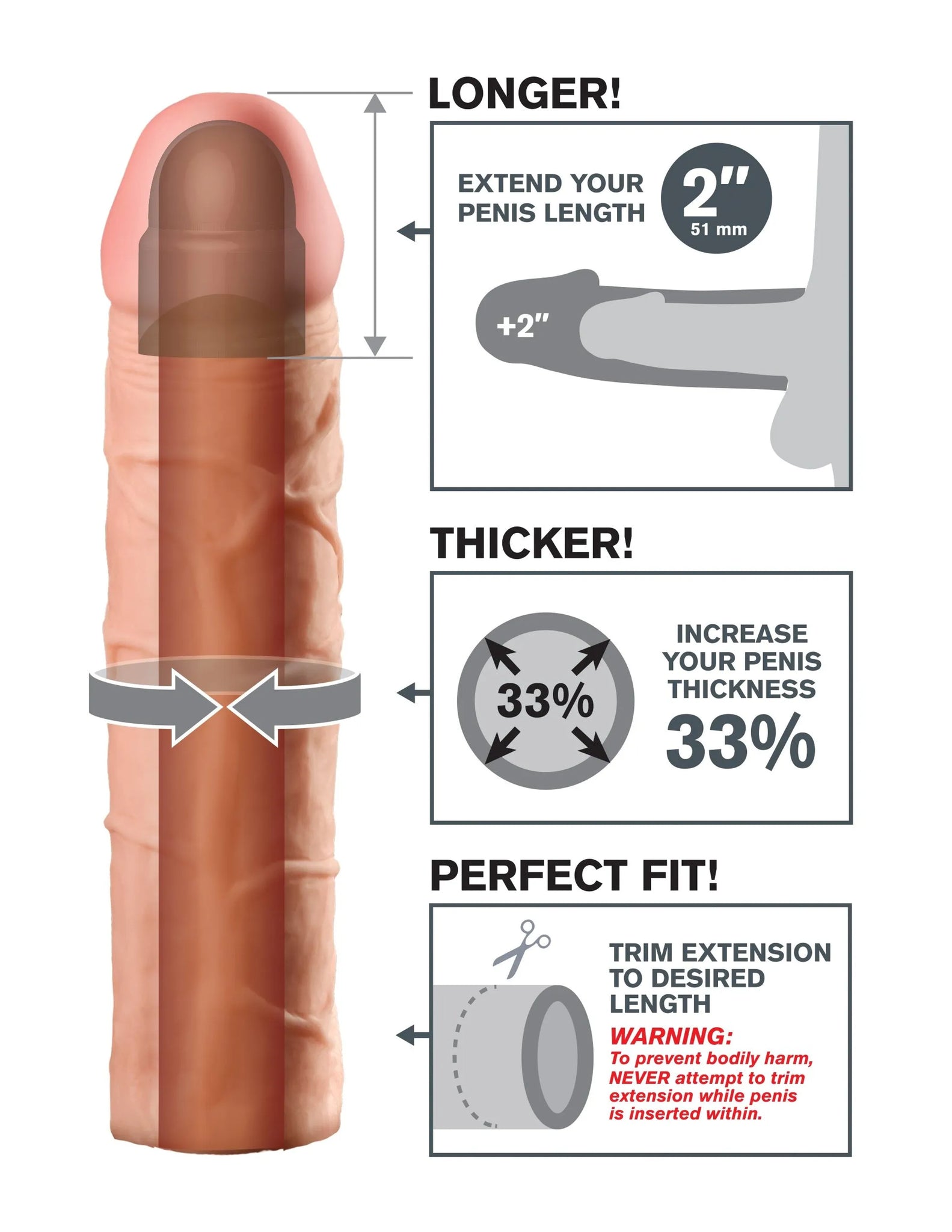 Fantasy X-Tensions Perfect Extension 2in Flesh (by Pipedream)