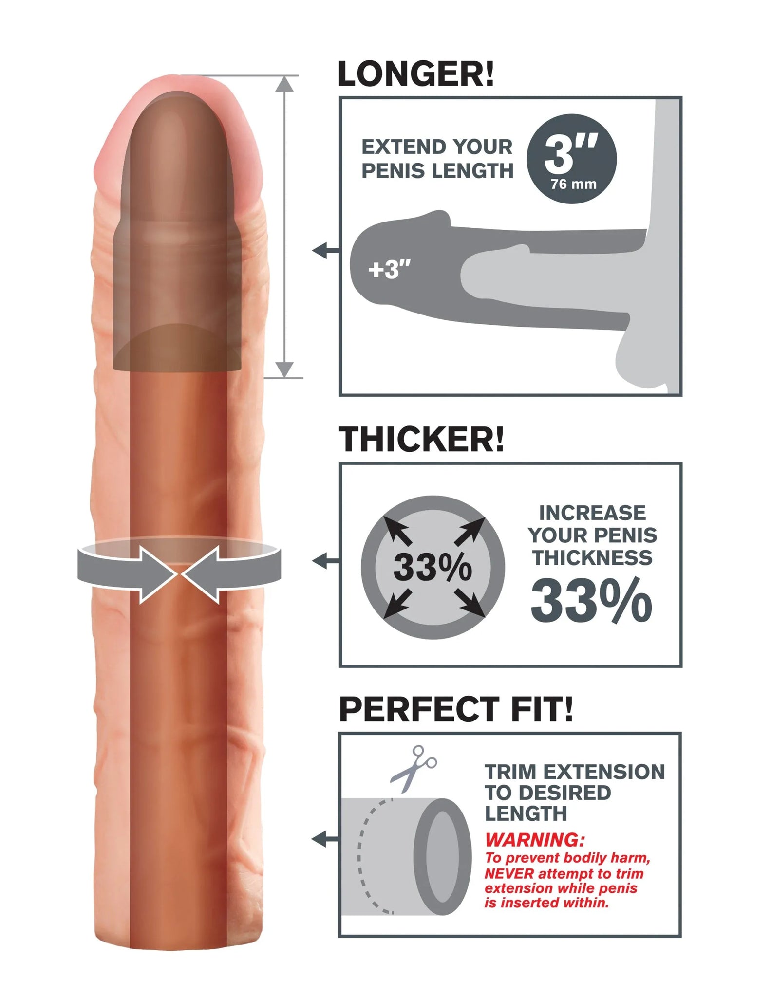Fantasy X-Tensions Perfect Extension 3in Flesh (by Pipedream)