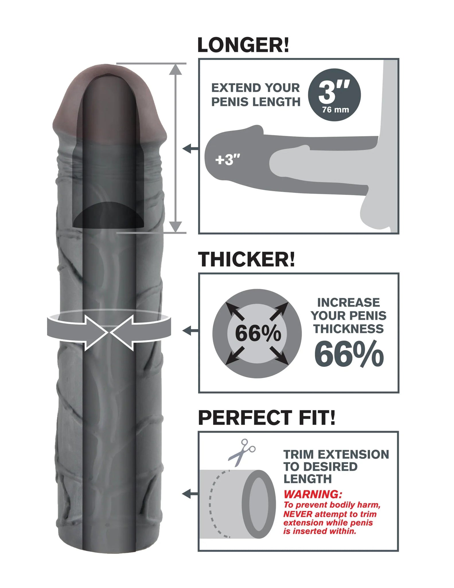 Fantasy X-Tensions Mega Extension 3in Black (by Pipedream)