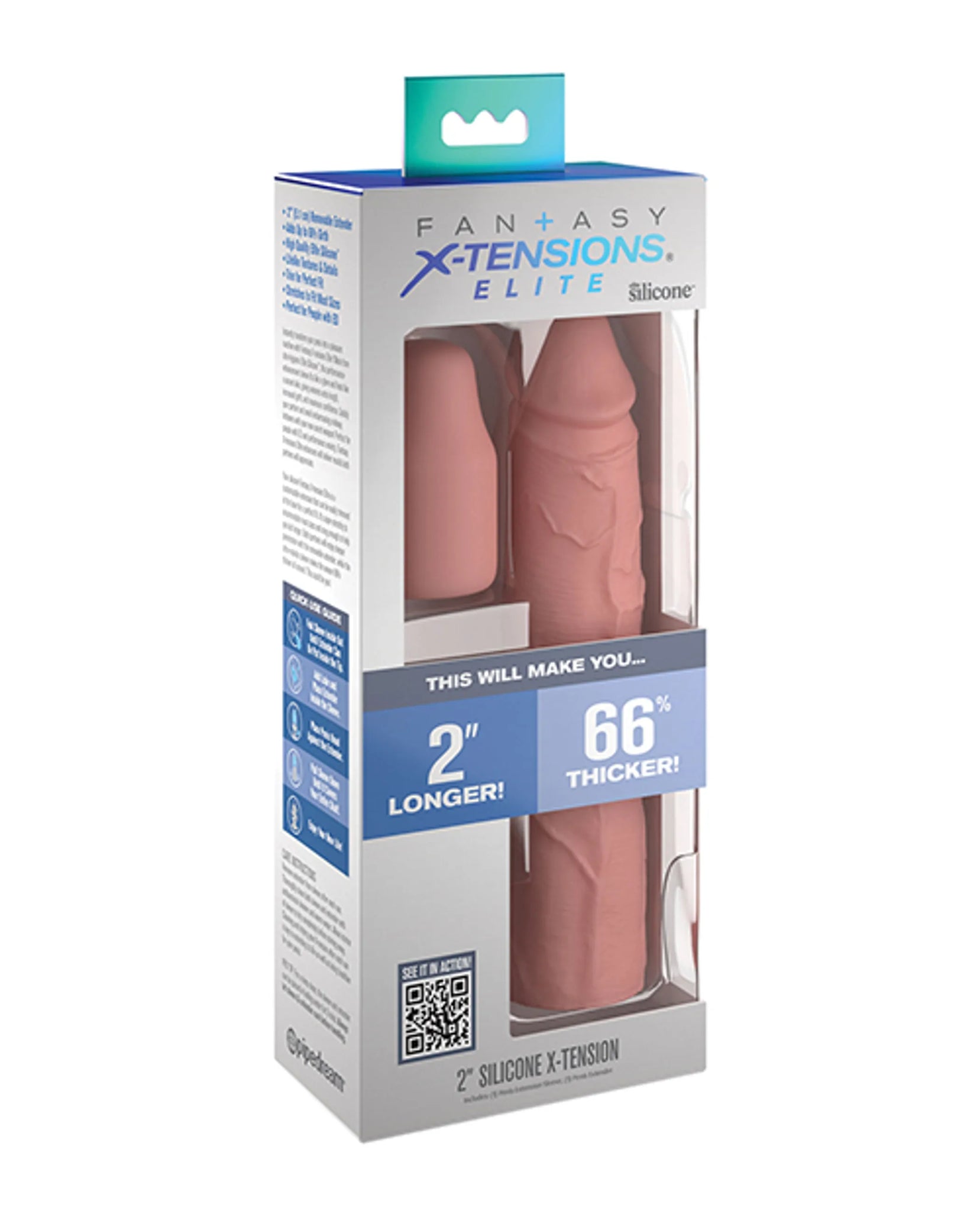Fantasy X-Tensions Elite 8-Inch Sleeve with 2-Inch Removable Plug - Light Skin Tone