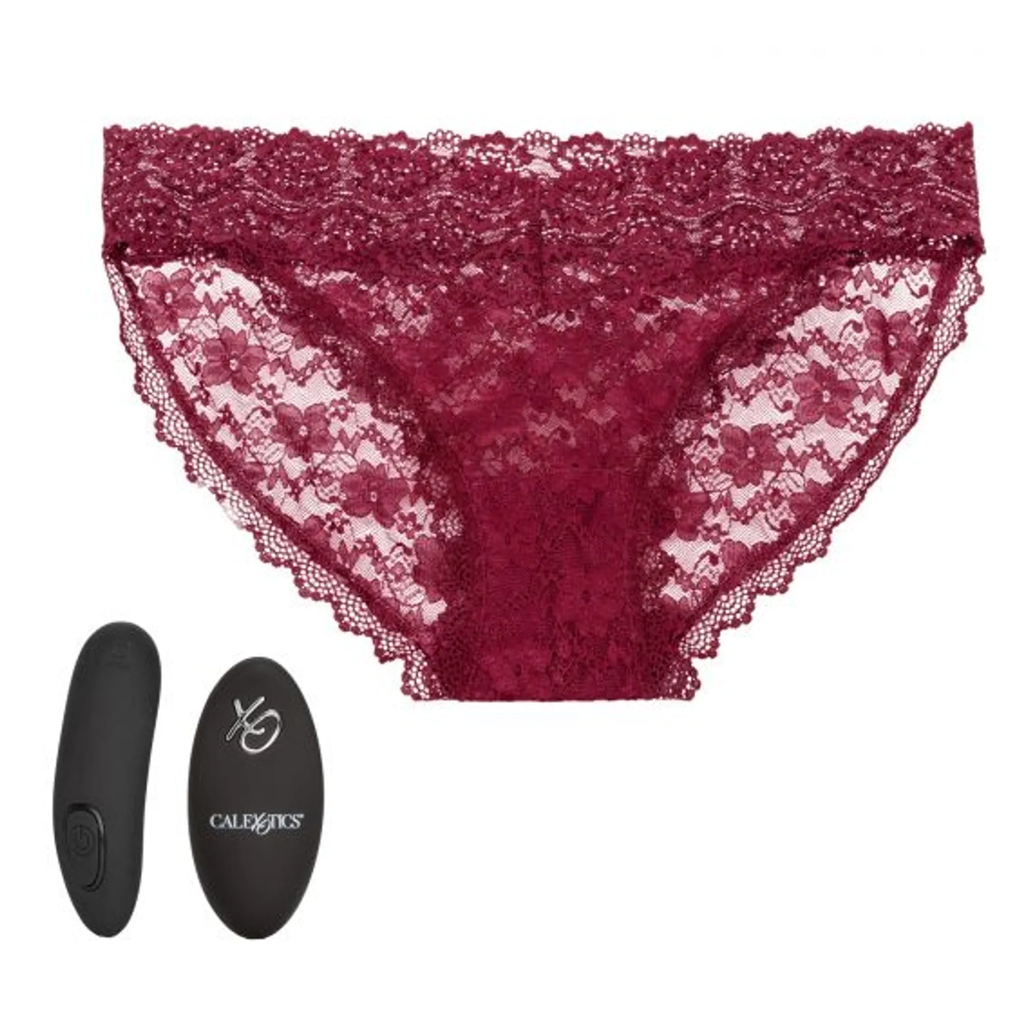 REMOTE CONTROL LACE PANTY SET BURGUNDY