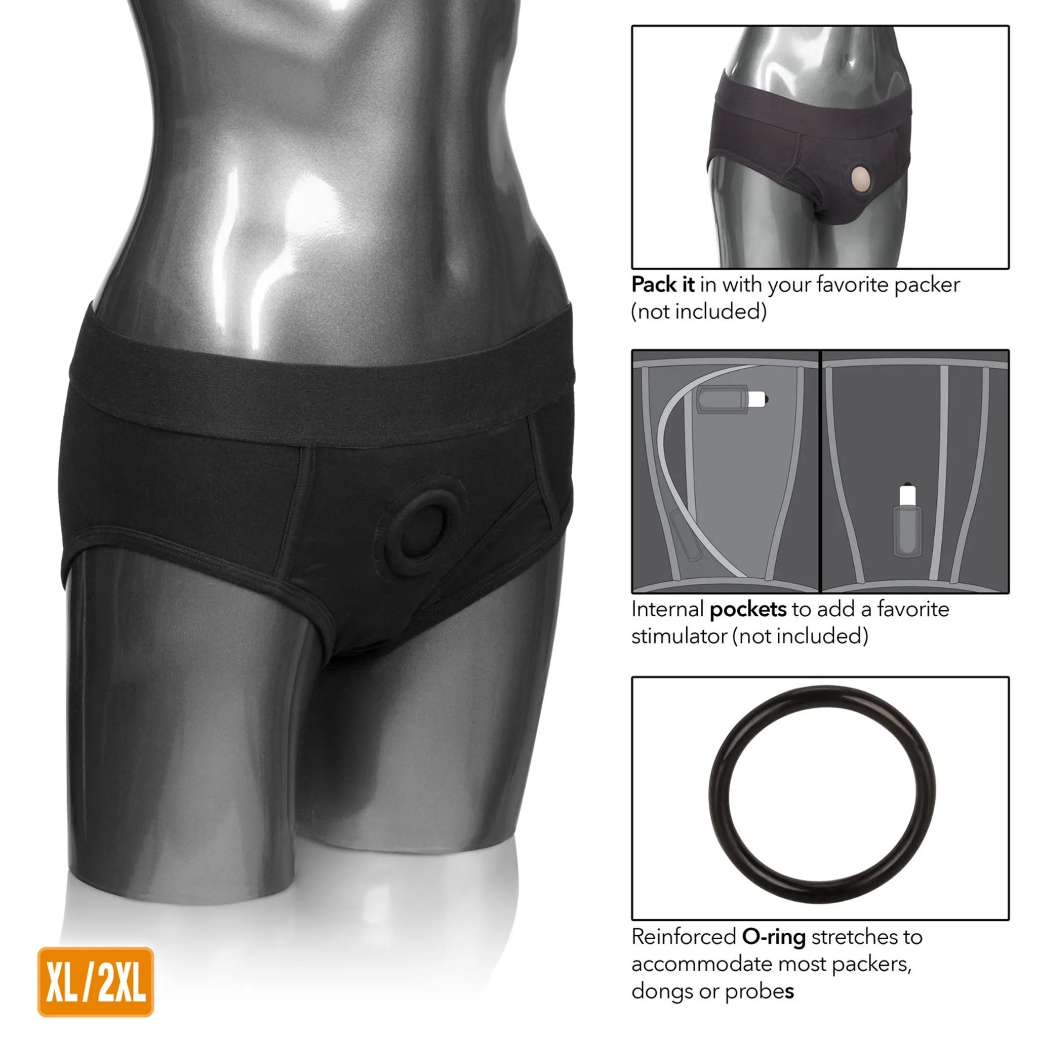 PACKER GEAR BLACK BRIEF HARNESS XL/2XL