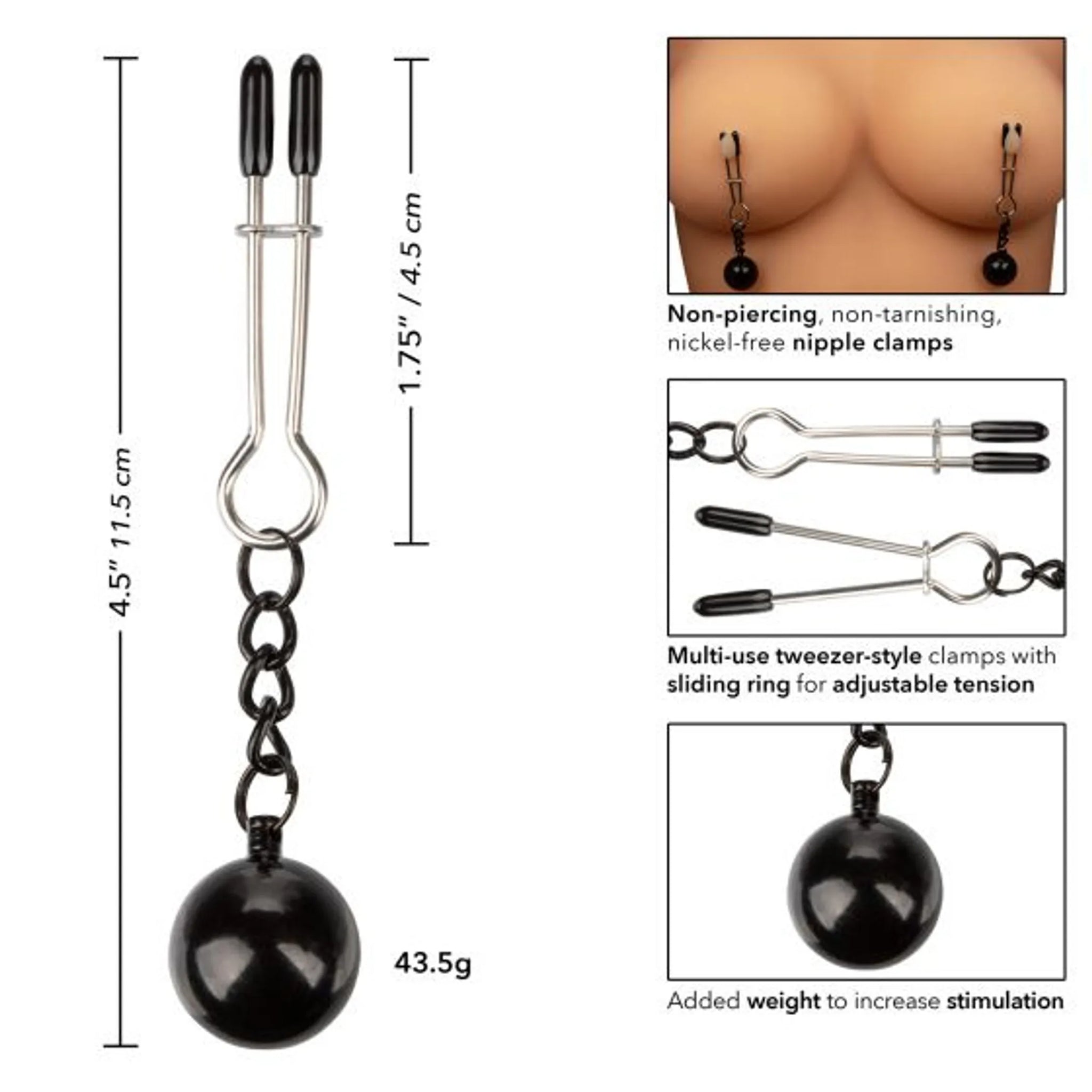 NIPPLE GRIPS WEIGHTED TWEEZER NIPPLE CLAMPS