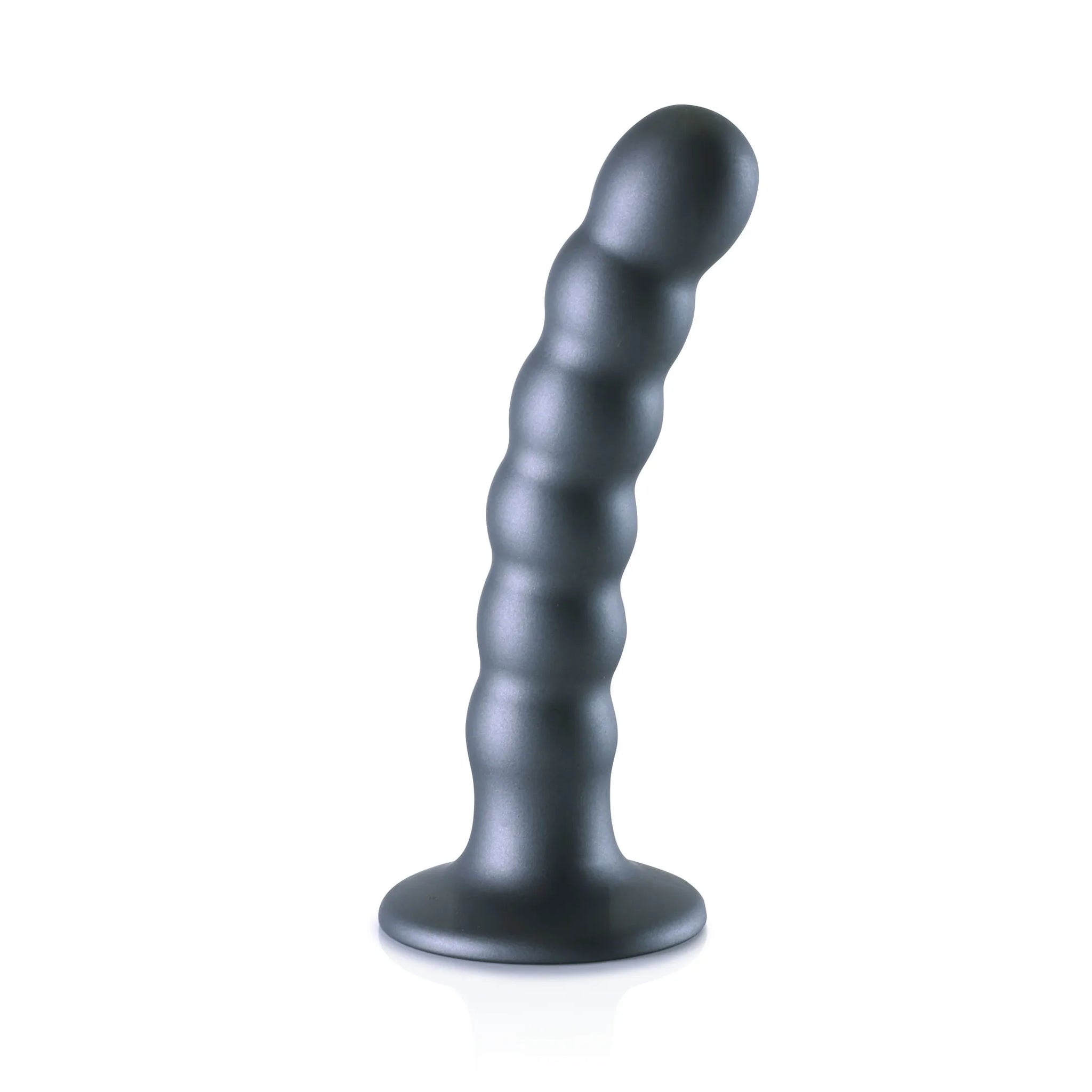 Beaded Silicone G-Spot Dildo 5 inches Gunmetal