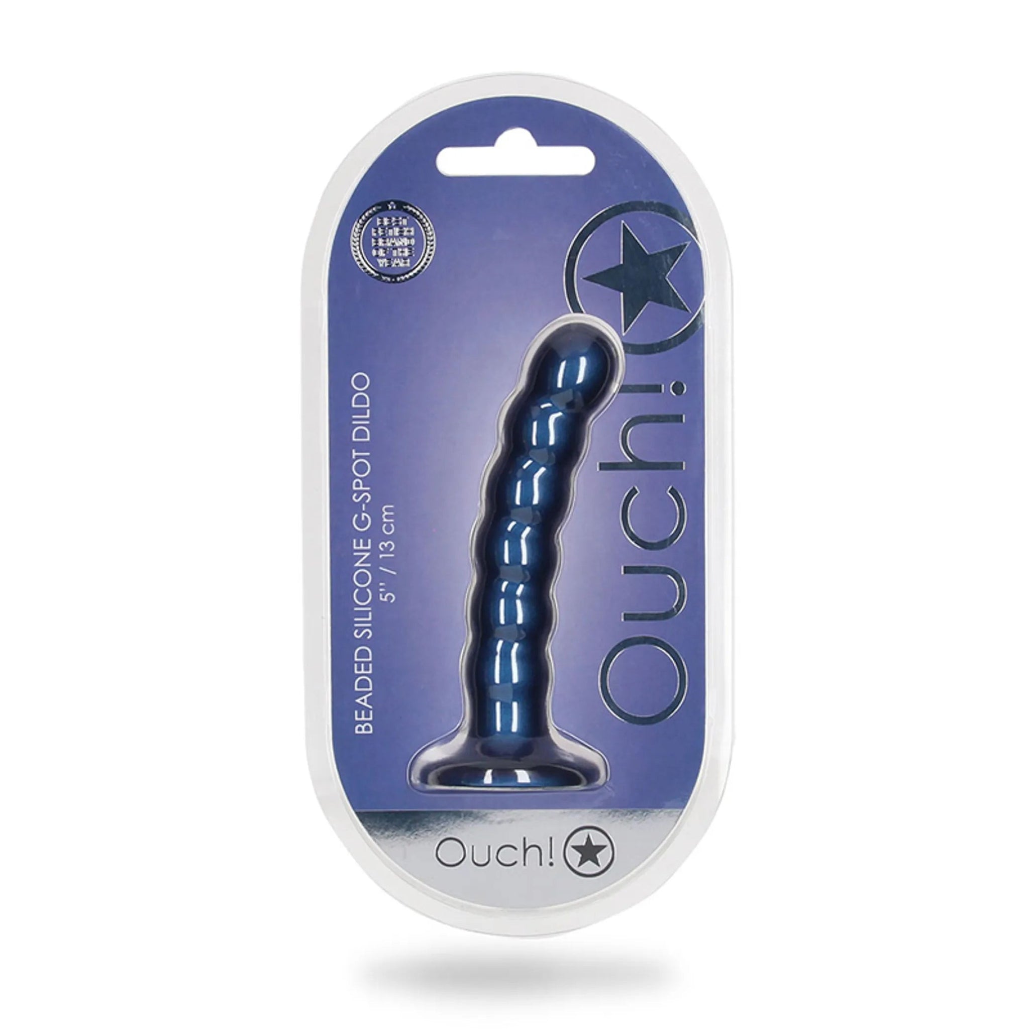 OUCH! BEADED SILICONE G-SPOT DILDO 5 IN METALLIC BLUE SHOTS AMERICA