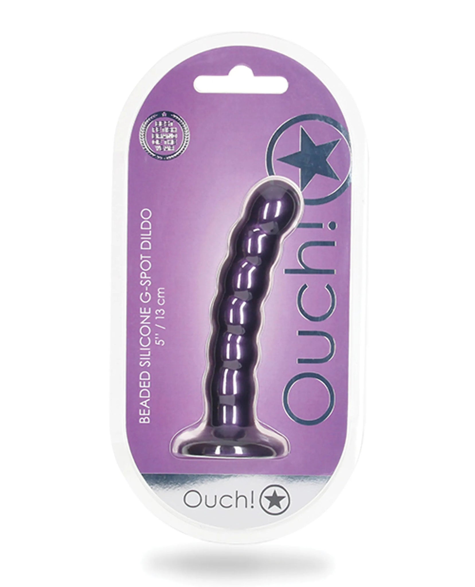 OUCH! BEADED SILICONE G-SPOT DILDO 5 IN METALLIC PURPLE SHOTS AMERICA