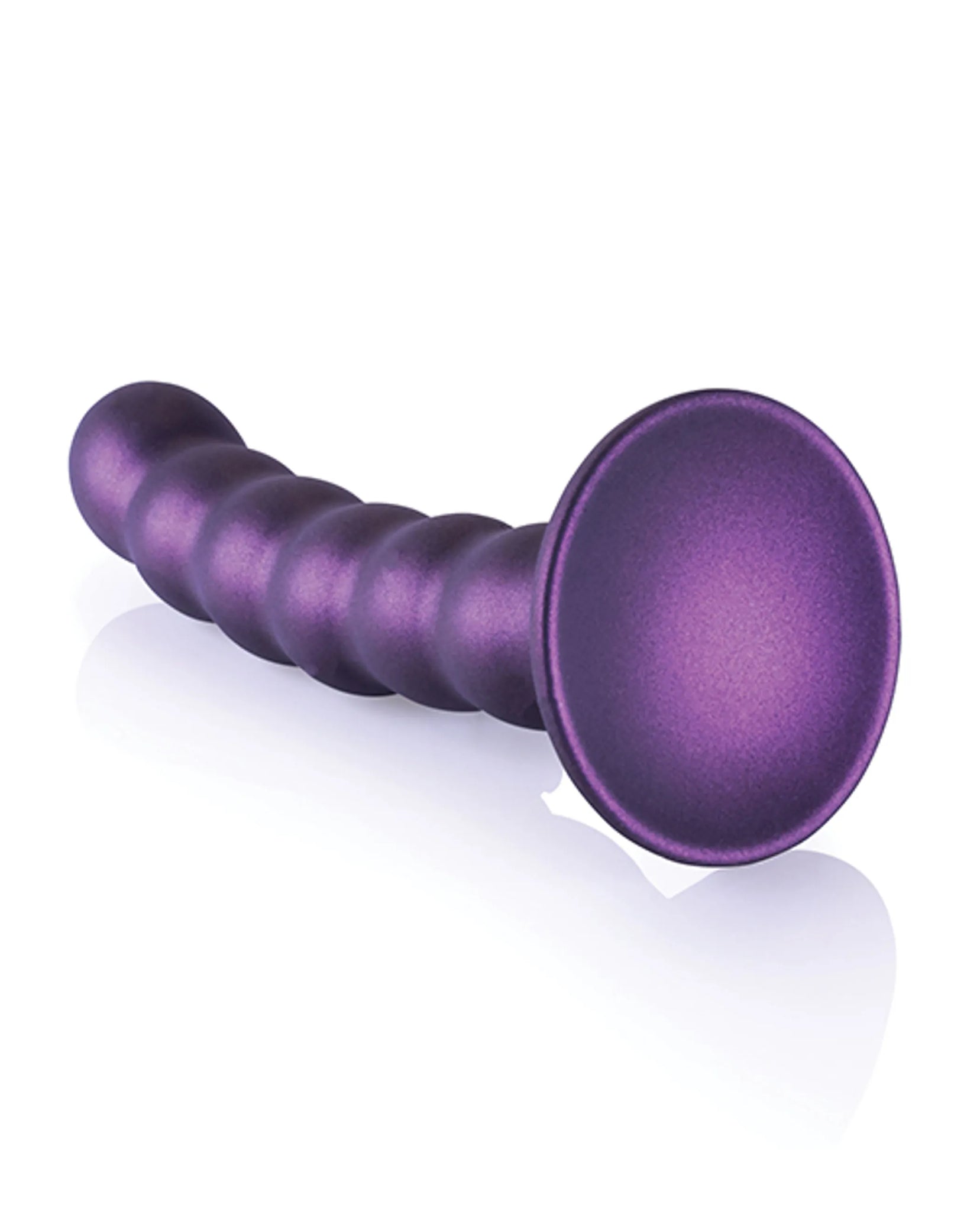 Beaded Silicone G-Spot Dildo 5" in Metallic Purple