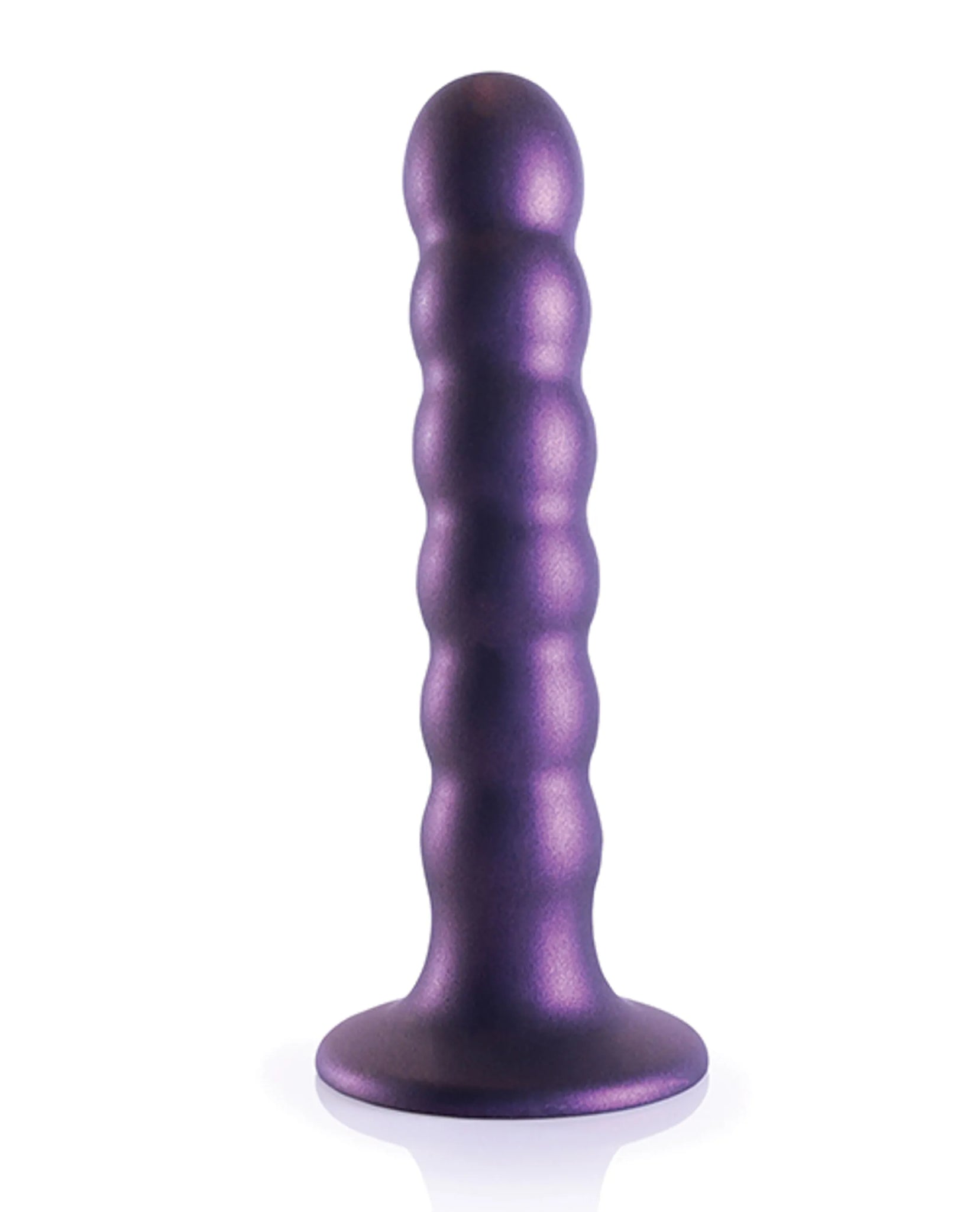 Beaded Silicone G-Spot Dildo 5" in Metallic Purple