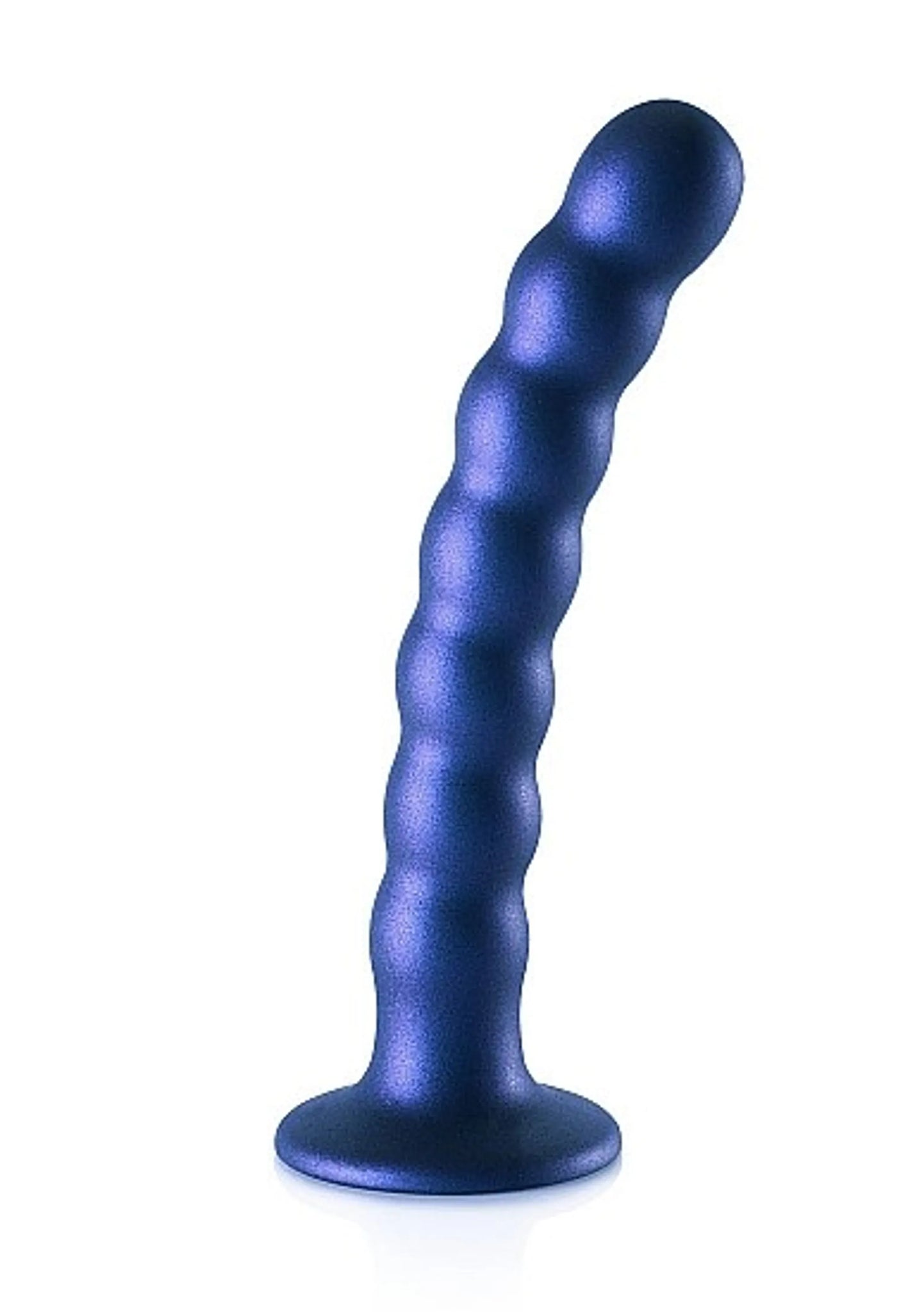 Beaded Silicone G-Spot Dildo 6.5 in Metallic Blue
